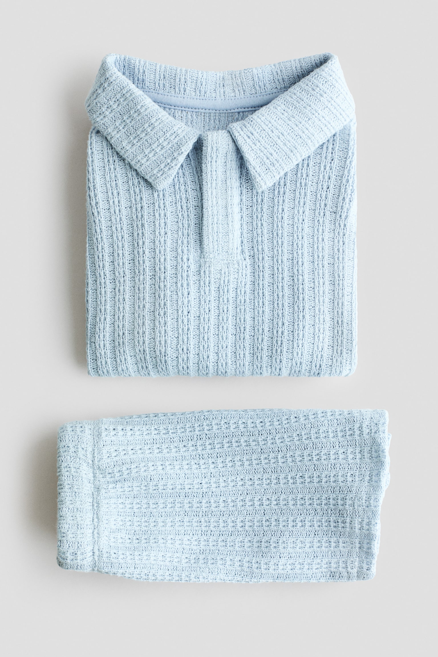 2-piece pointelle-knit set - Light blue/Light beige/Dark green - 5