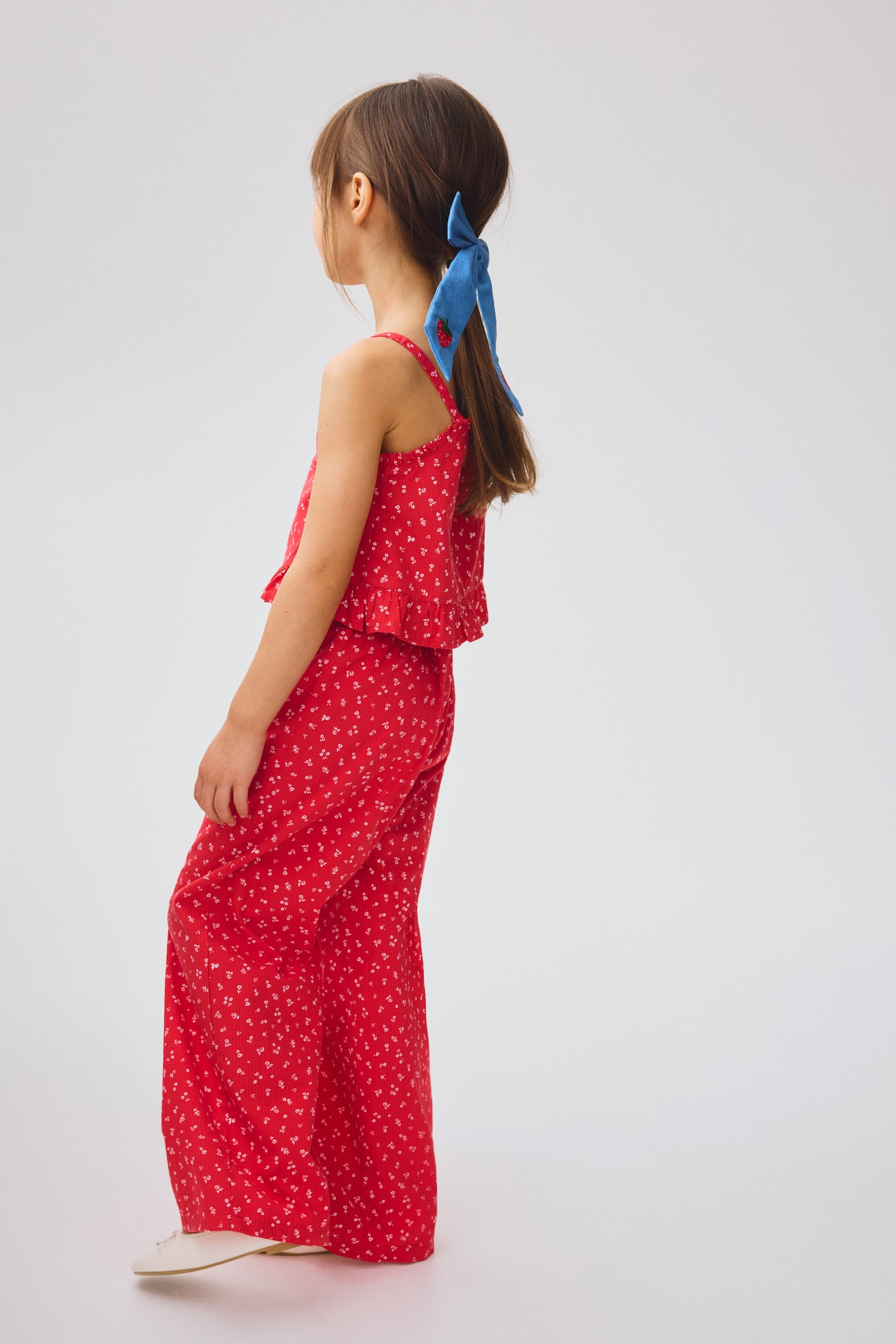 סט 2 חלקים מסירסאקר עם סיומת וולנים - אדום/פרחוני/תכלת/פרחוני - 4