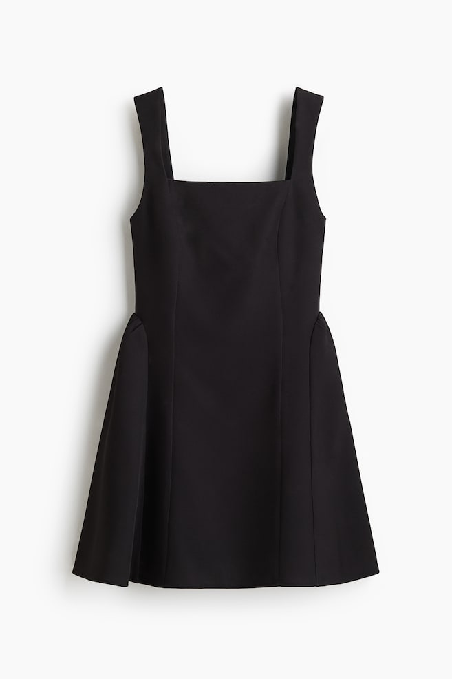 Vestido con falda evasé - Negro/Lunares - 1
