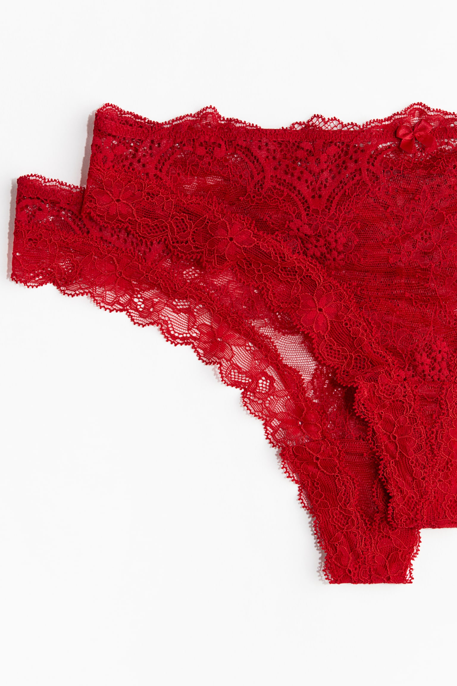 2-Pack Lace Thong Briefs - Red/Black - 3