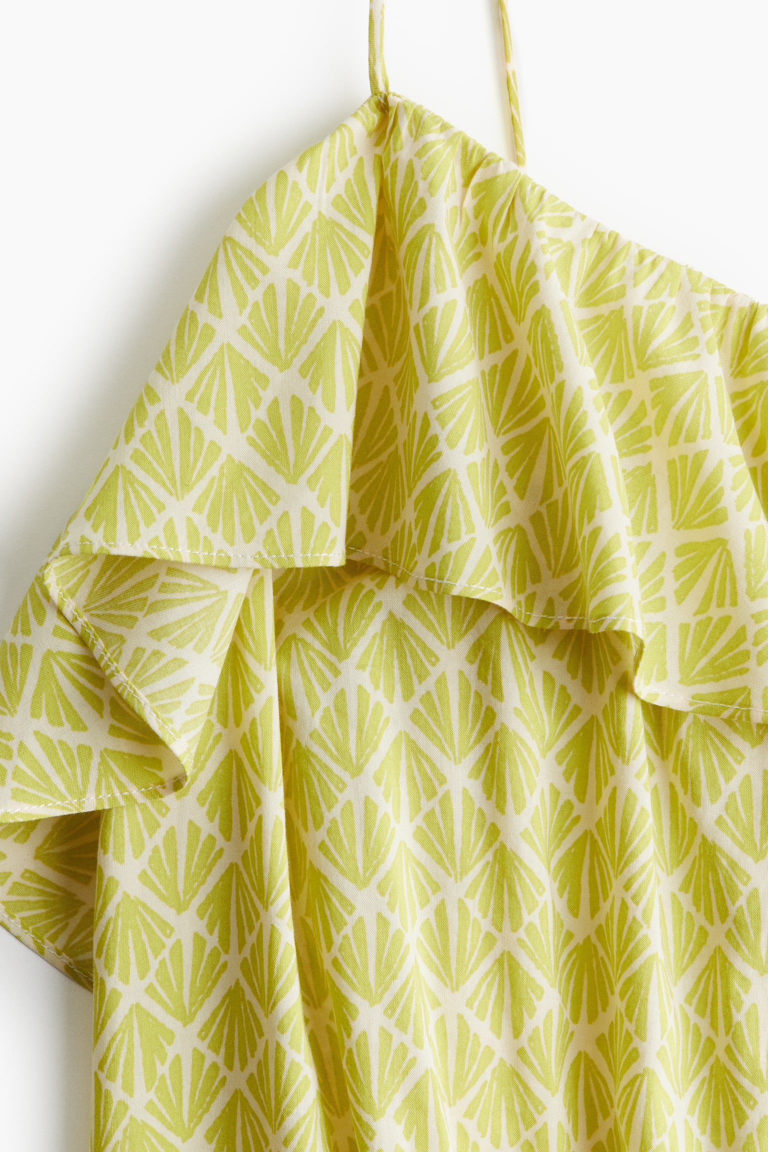 Frill-trimmed strappy dress - Bright yellow/Patterned/Pink/Floral/Blue/Leaf-patterned - 6