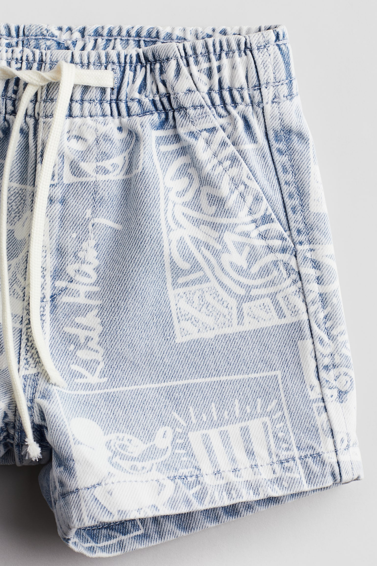 Patterned denim shorts - Light denim blue/Patterned - 5