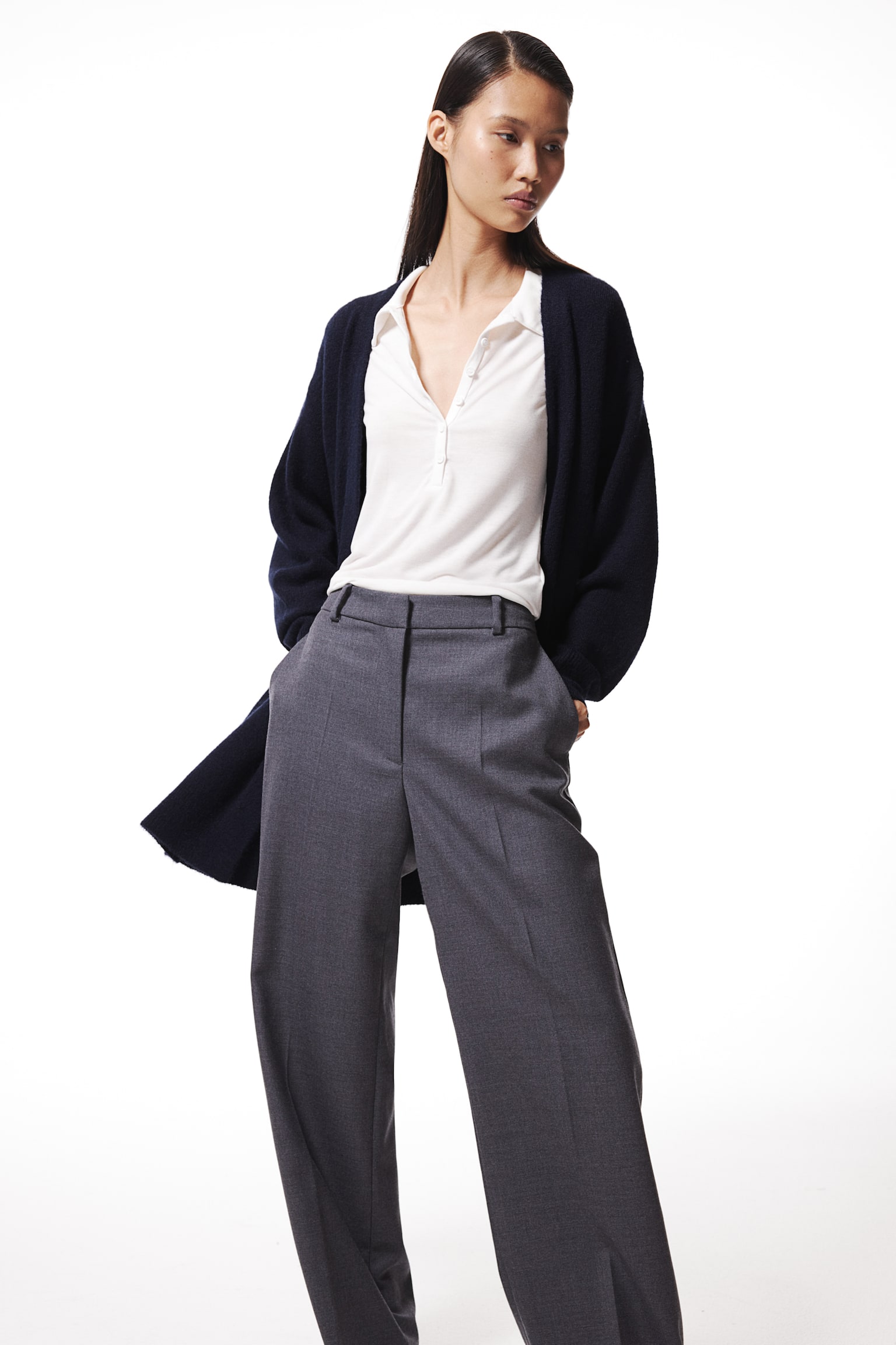 Long cardigan - Navy blue/Dark grey marl/Black - 1