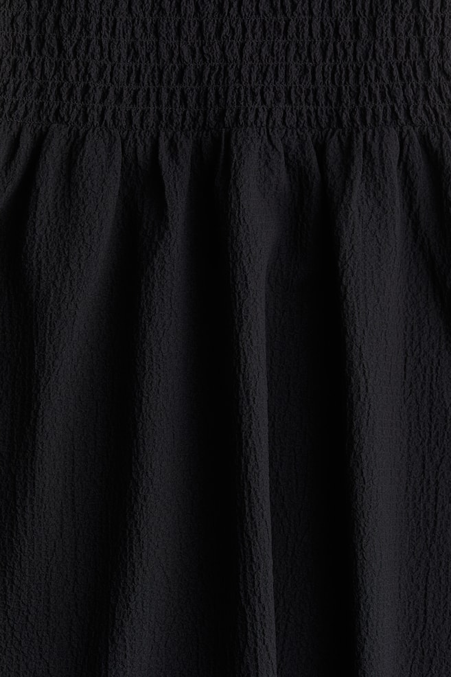 Gesmoktes Kleid mit Bindeträgern-Schwarz - 2