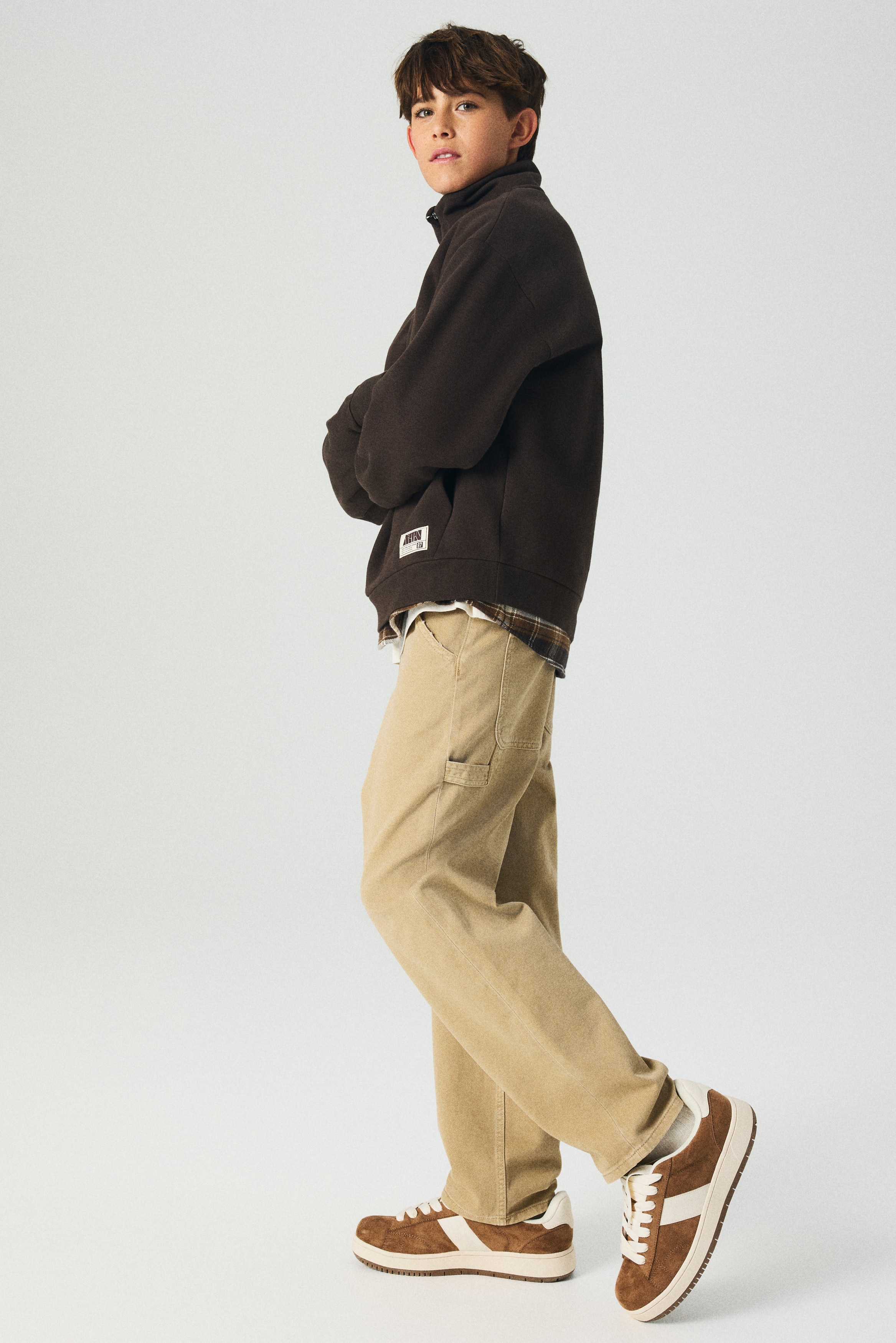 H & M - ルーズフィットカーペンターデニム - ベージュ