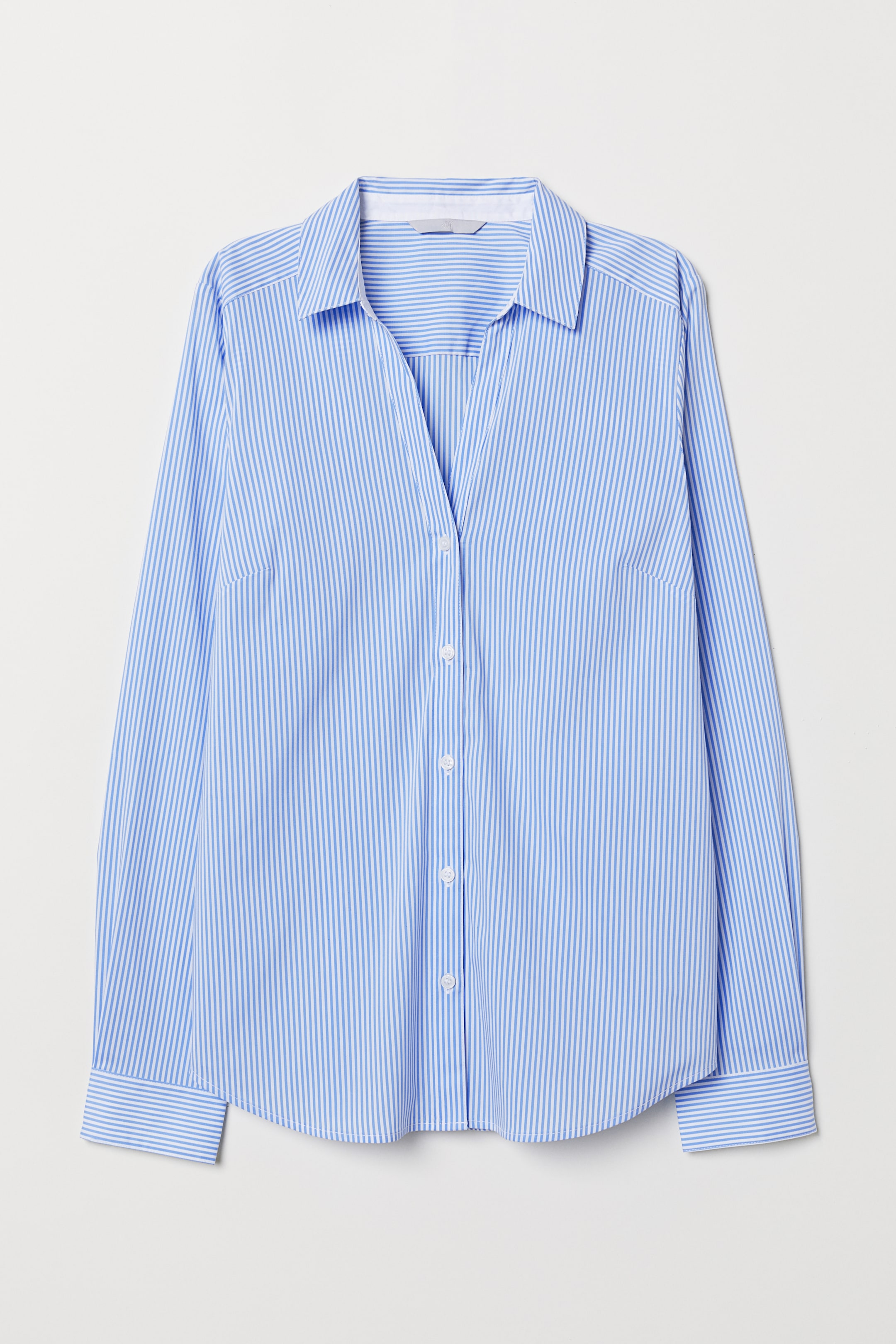 查看大圖: V領襯衫 - 淺藍色/白色 - Ladies | H&M 1