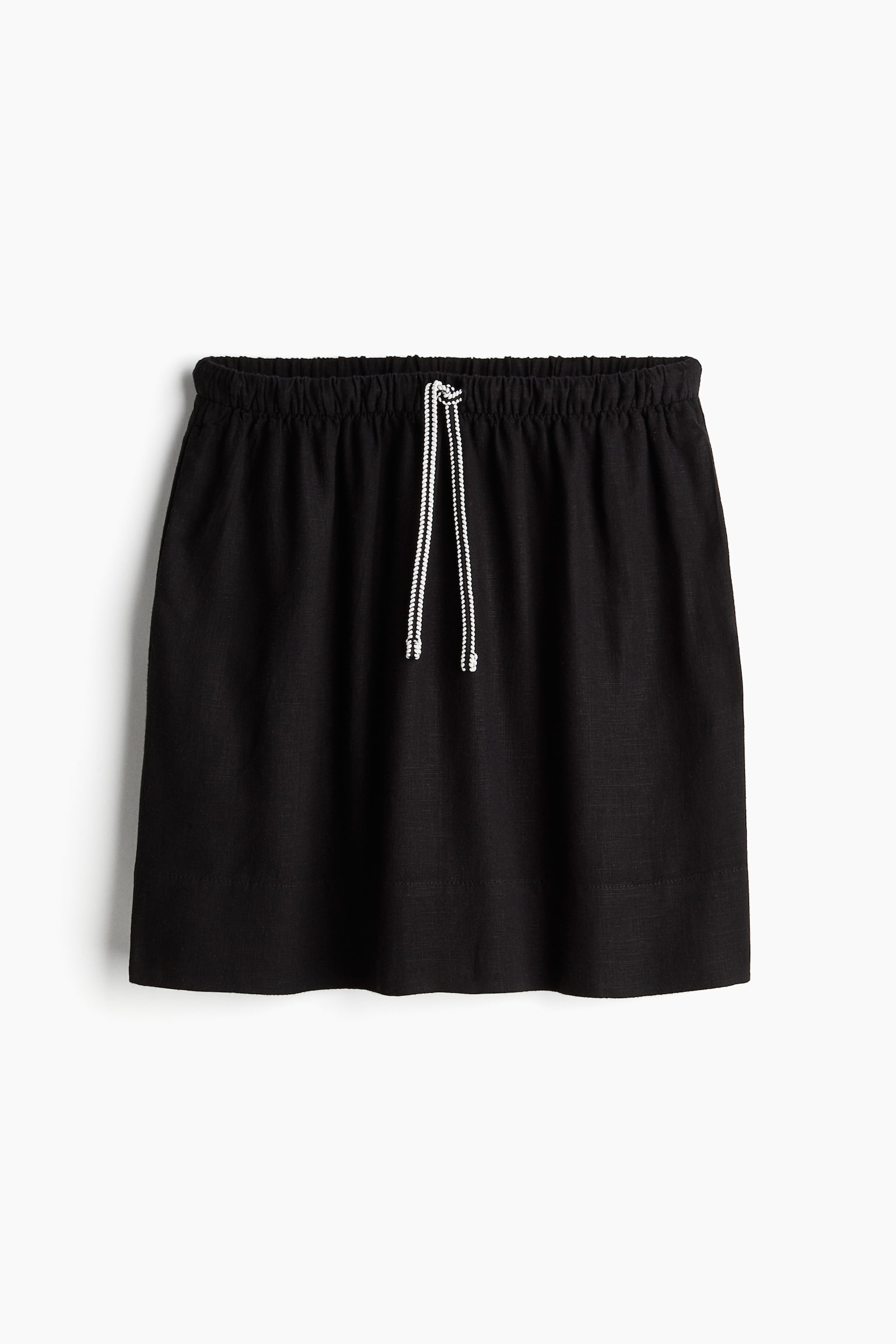 Linen Blend Mini Skirt - Black/White - 2