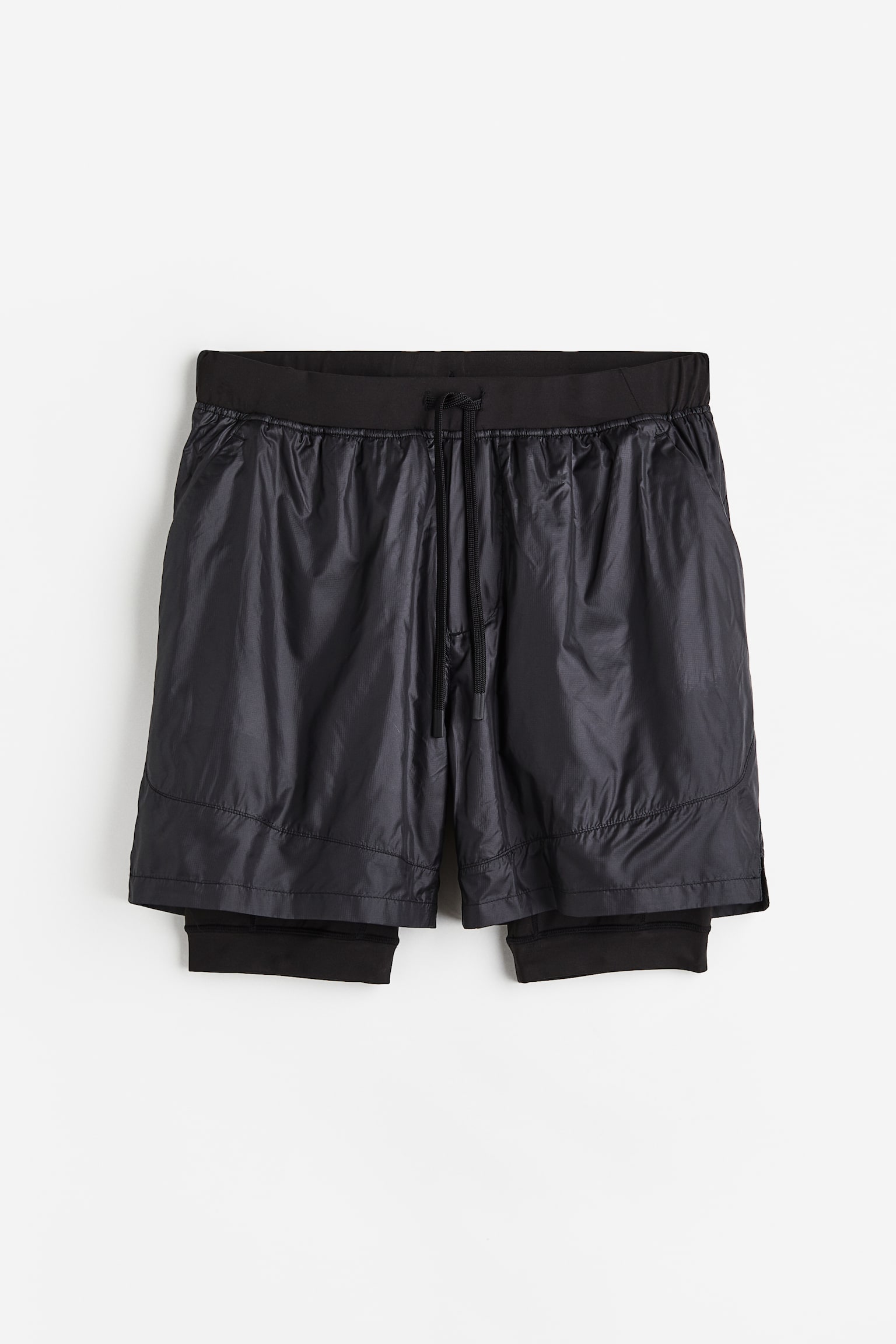 Windproof Double Layer Running Shorts - Black/Light grey/Grey/Sage green/Khaki green - 1