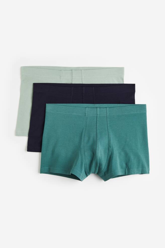 3-pack short cotton trunks - Teal/Sage green/Black/Black/Purple/Blue/Green/Yellow - 1