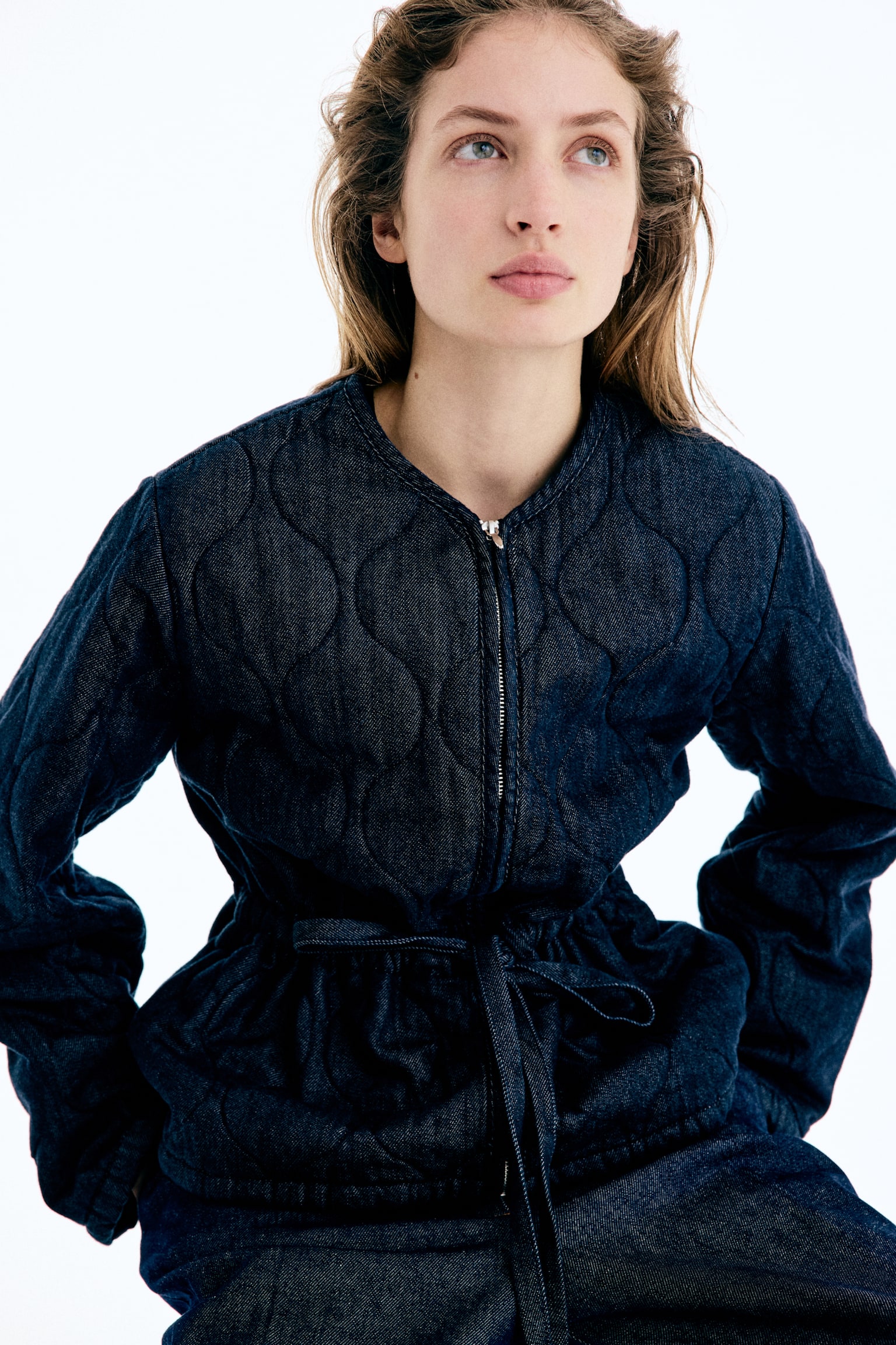 ז'קט ג'ינס קווילט - כחול ג'ינס כהה/כחול ג'ינס - 3