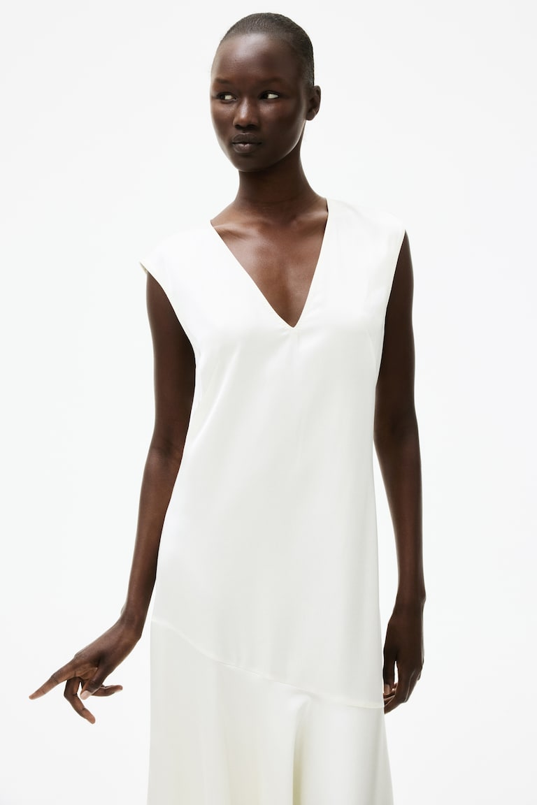 V-neck satin dress