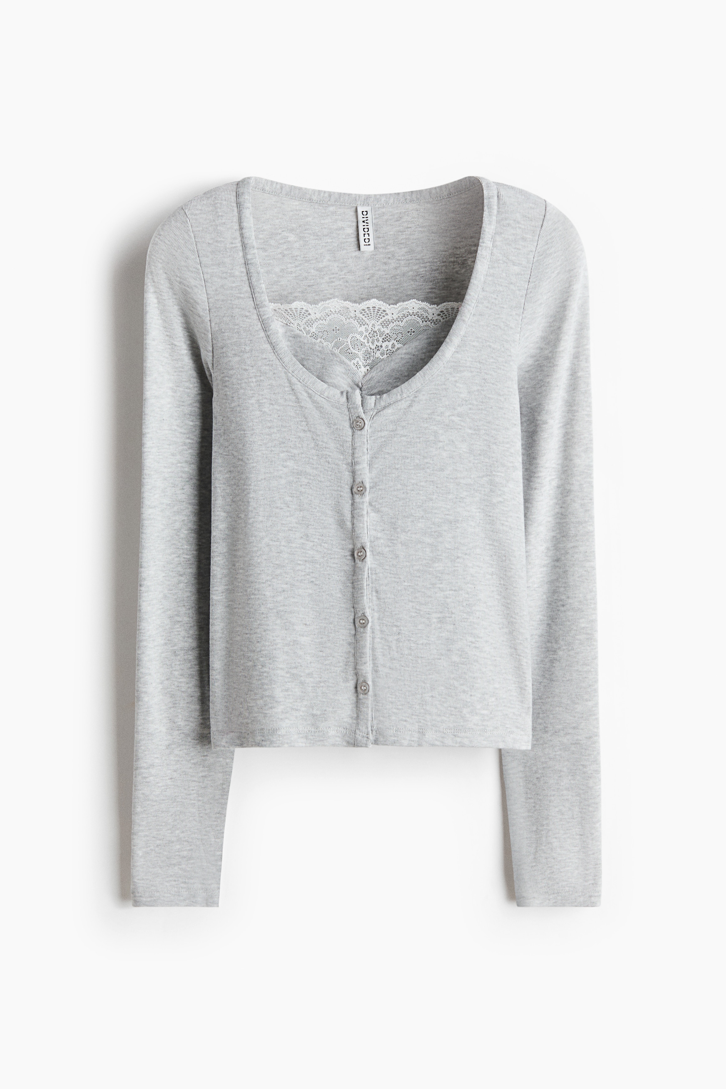 2-Piece Cardigan and Top Set - Light gray melange