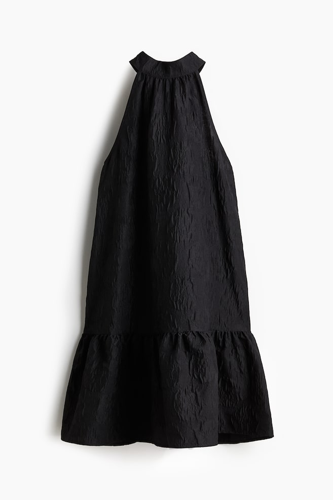 Jacquard-weave bow-back dress - Black - 1