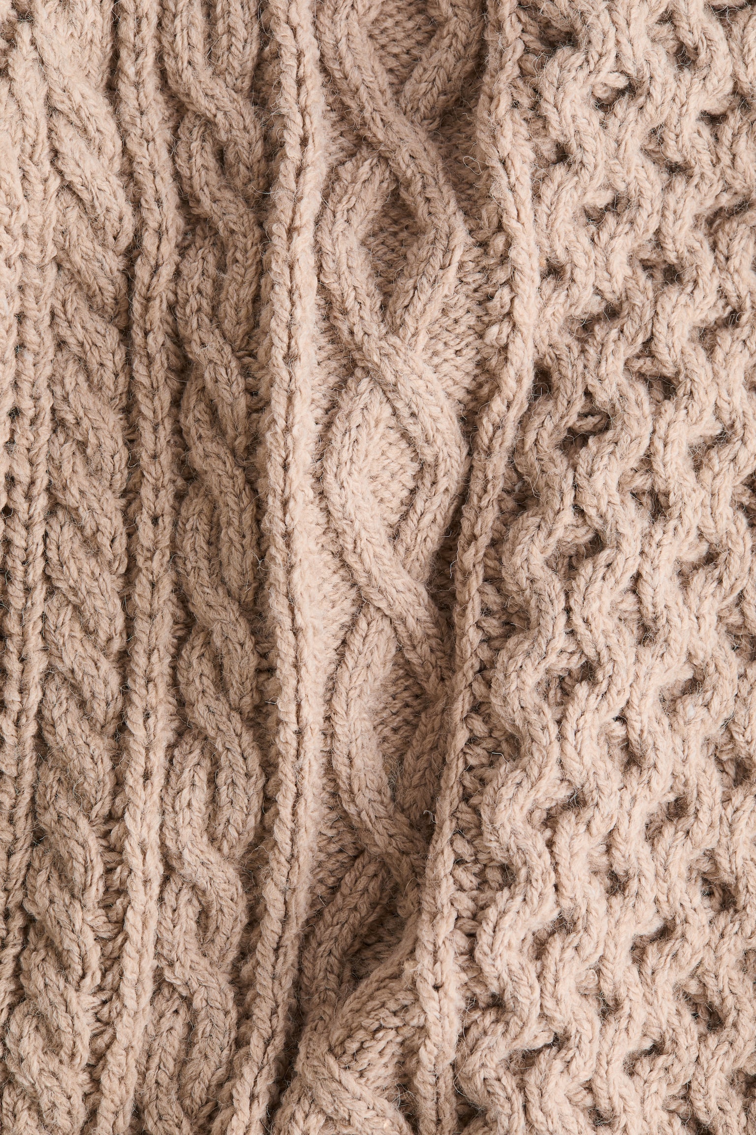 케이블 니트 스웨터 - 토프/크림 - 2