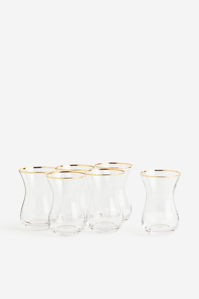 Bicchieri 6 pz - Vetro trasparente/dorato - 1