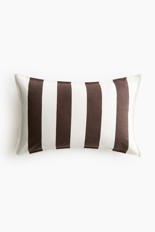 Linen-blend cushion cover - Brown/White striped/Beige/White striped/Light dusty pink/Striped/Light dusty blue/Striped/Dark olive green/White striped/Light yellow/Striped - 1