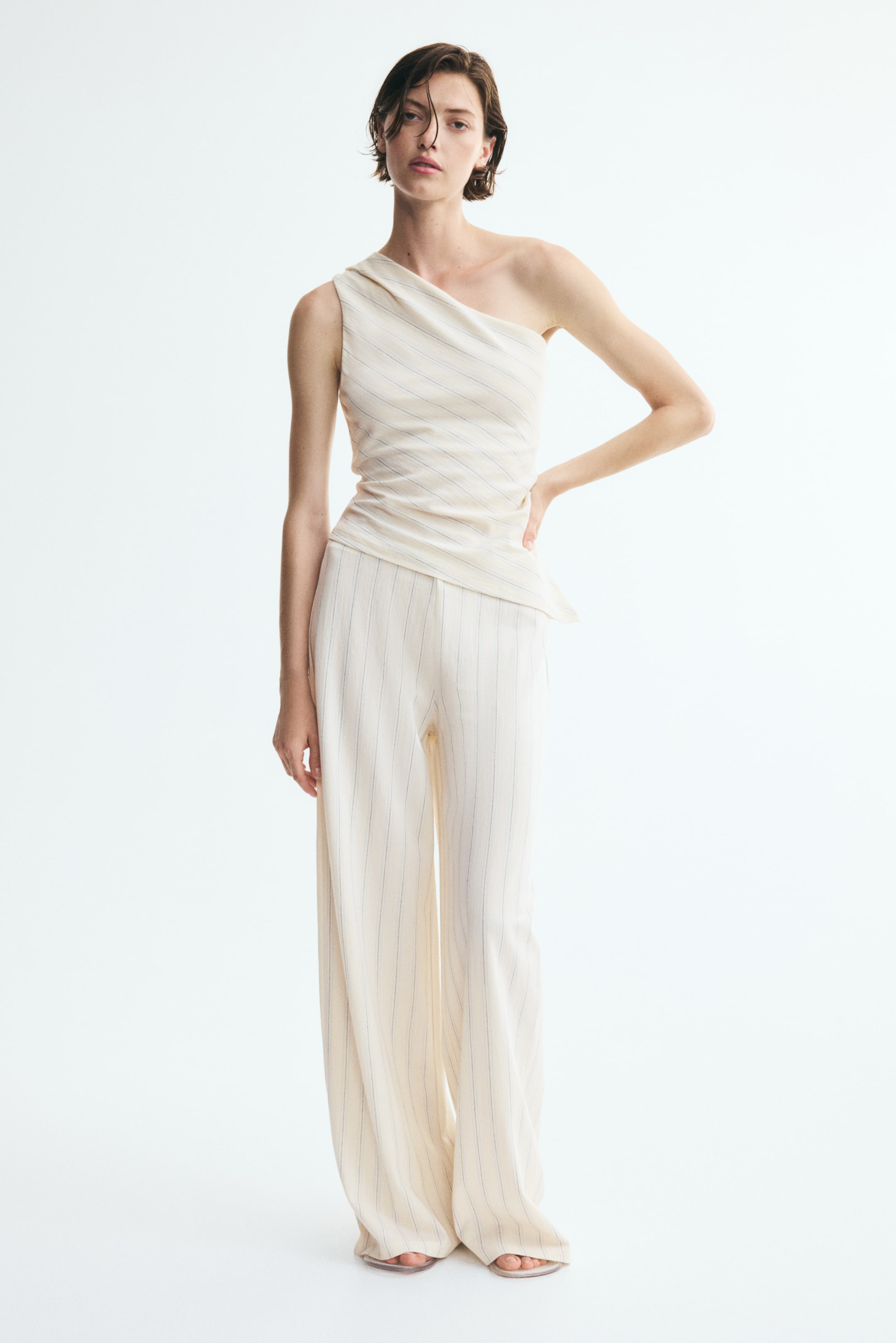Pleated One-Shoulder Top