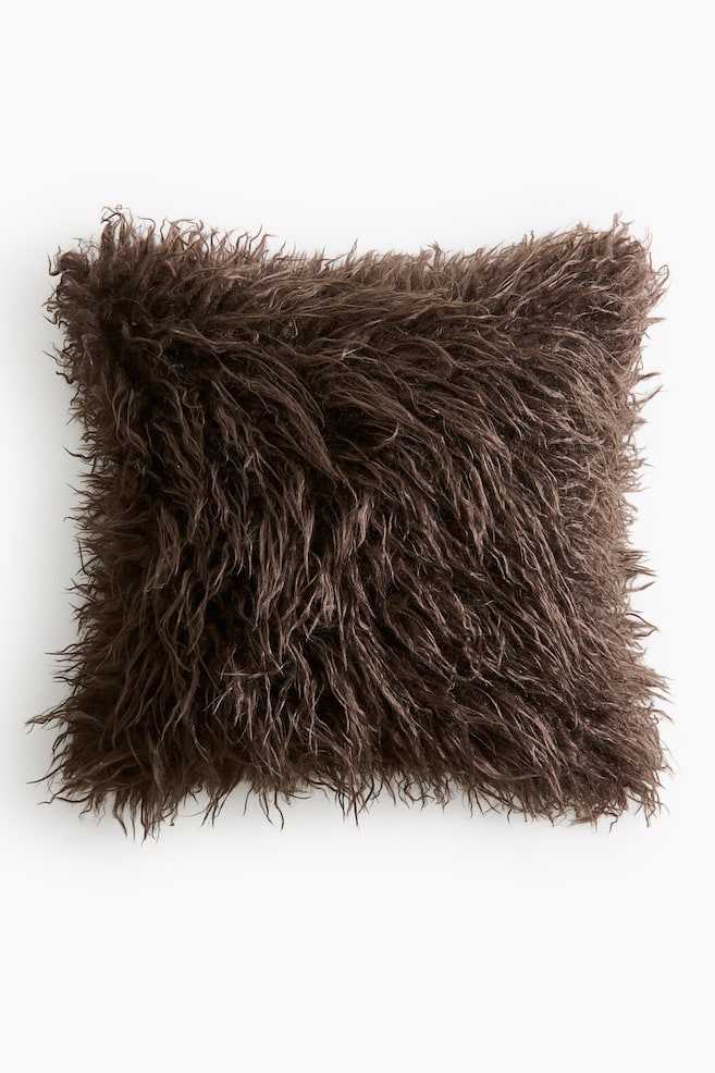 Fluffy Cushion Cover - Dark brown/Cream - 1