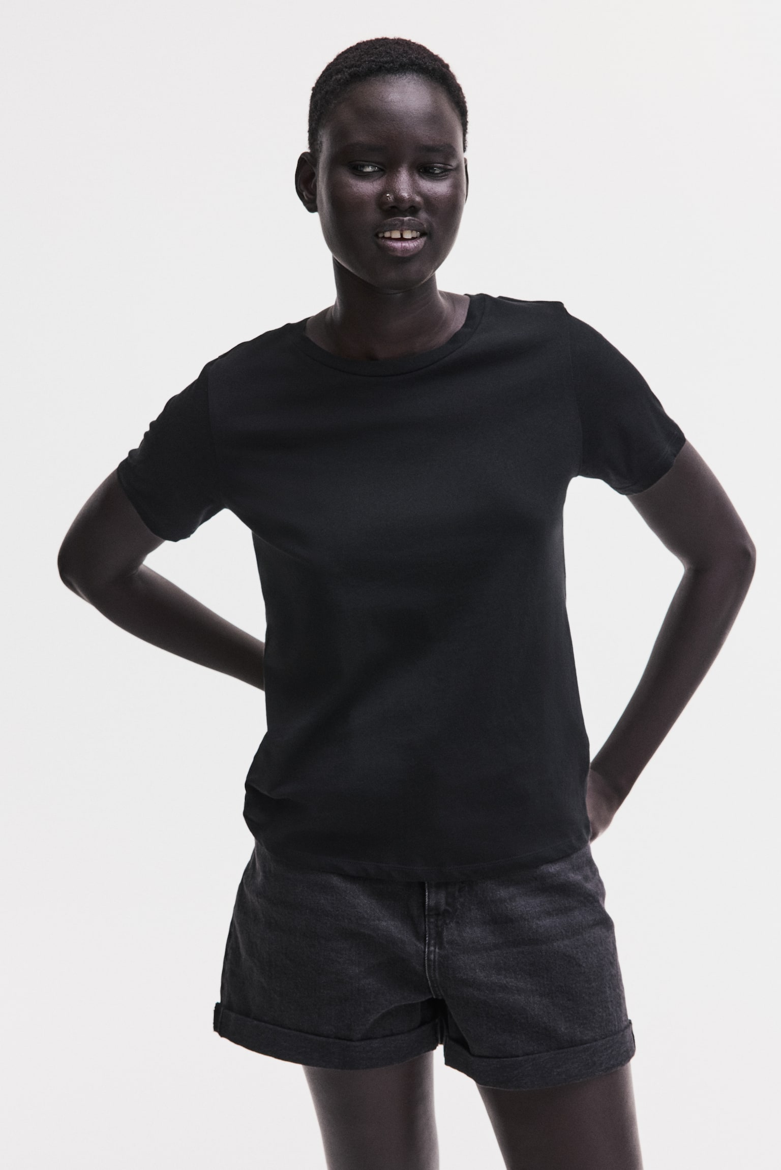 טישירט כותנה - שחור - 3