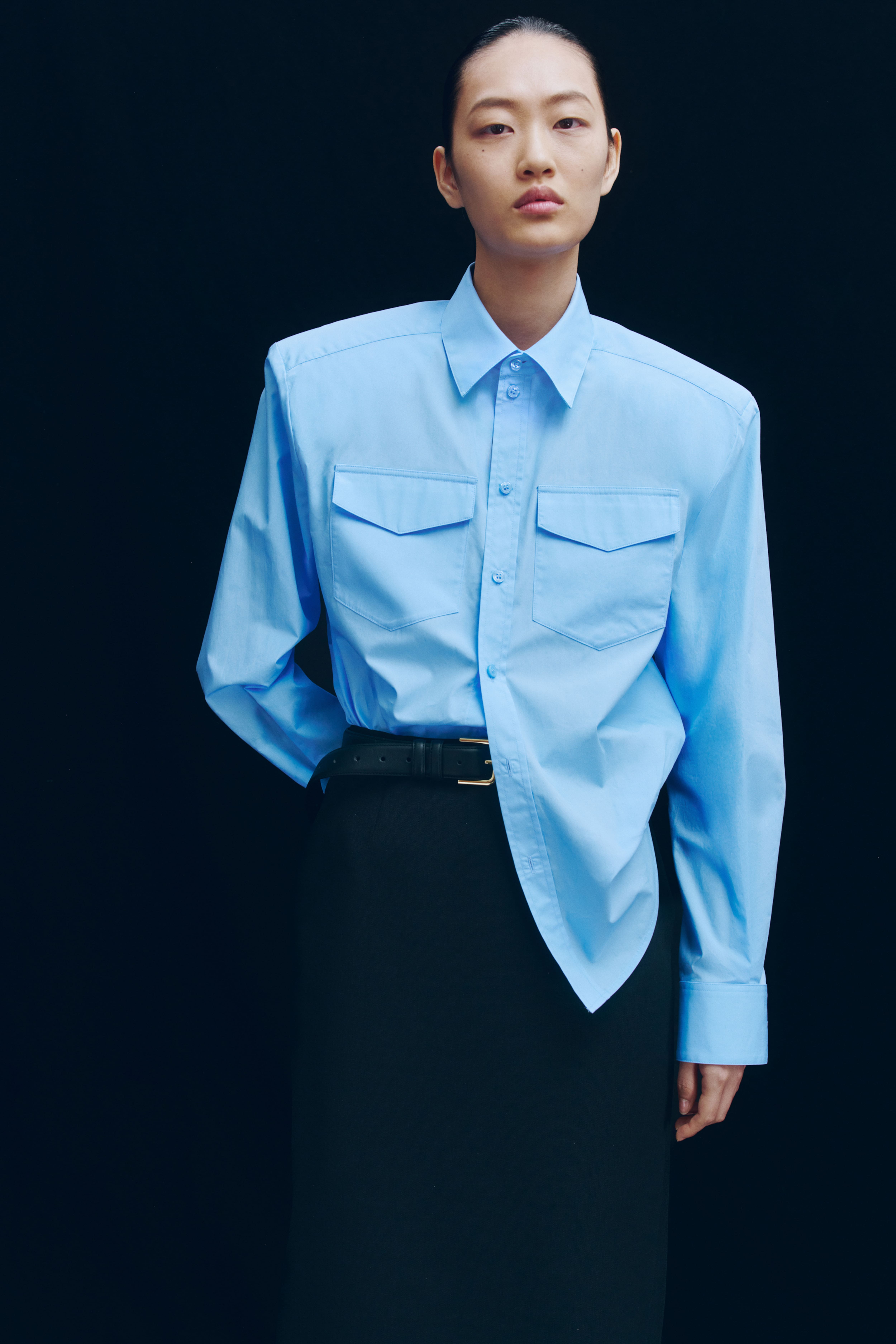 Shoulder-Pad Poplin Shirt