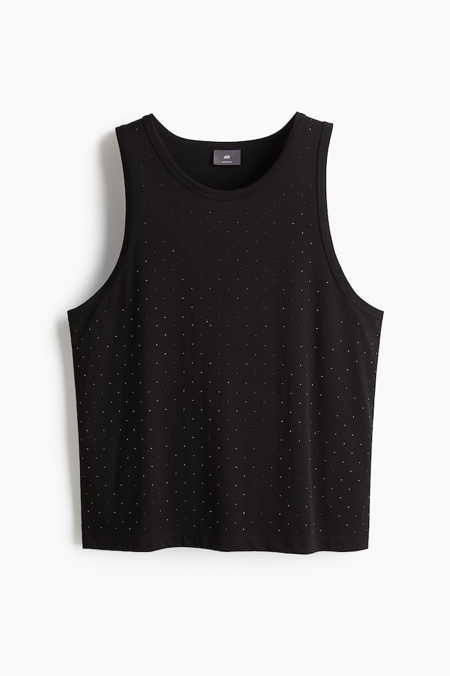 Regular Fit Rhinestone-embellished vest top - Black/Rhinestones - 1