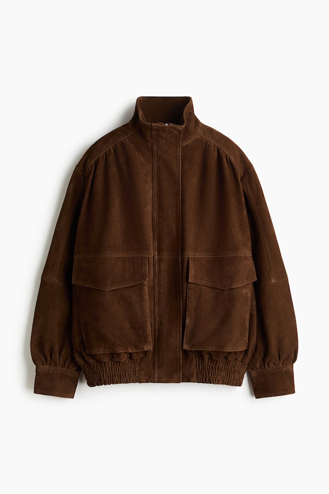 Oversized suède jas - Bruin - 1