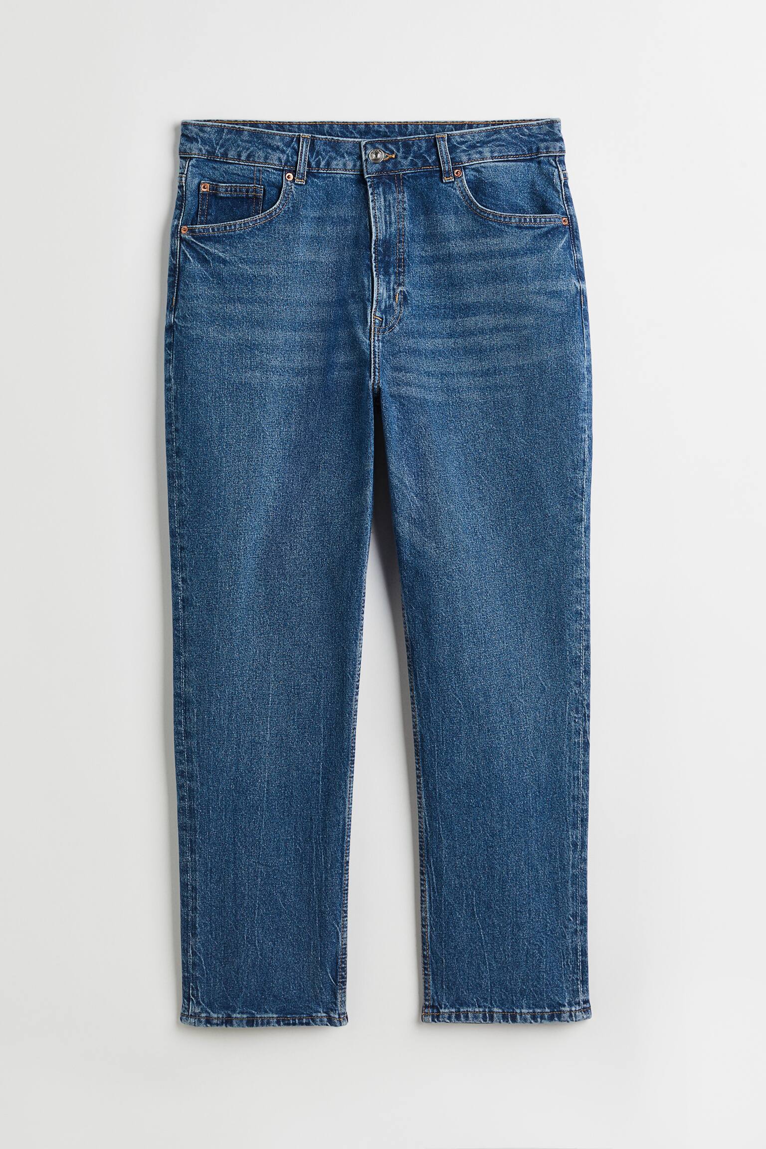 Slim Straight High Ankle Jeans - Denim blue