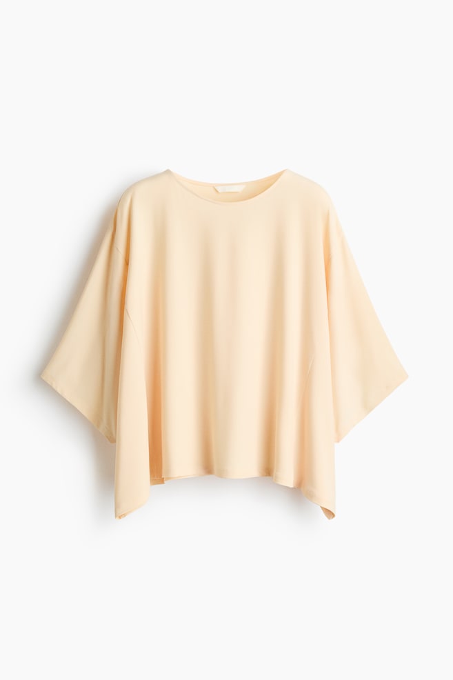 Batwing-Sleeved Top - Pale apricot/Black/Dark brown - 1