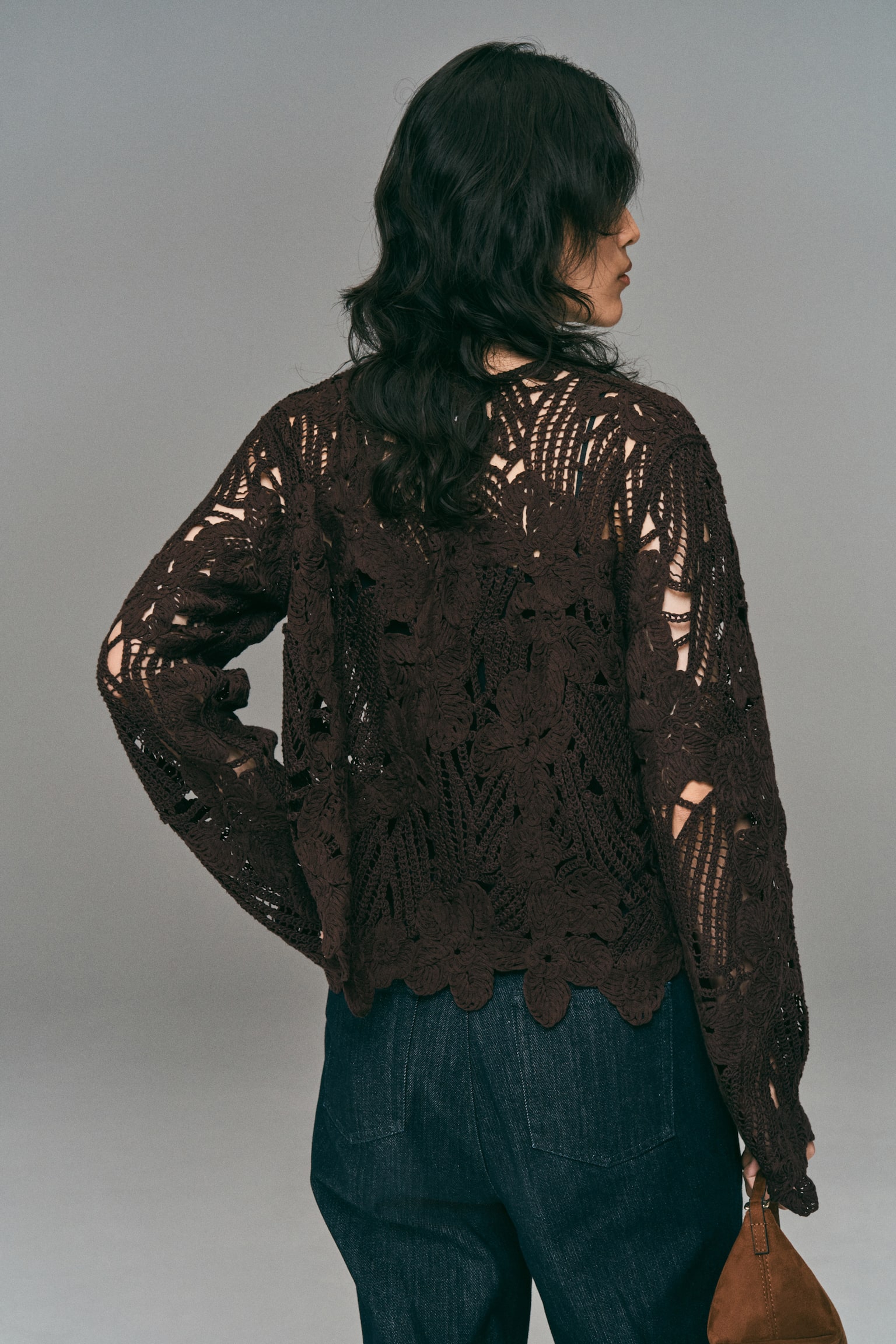 레이스 가디건 - 다크 브라운 - 3