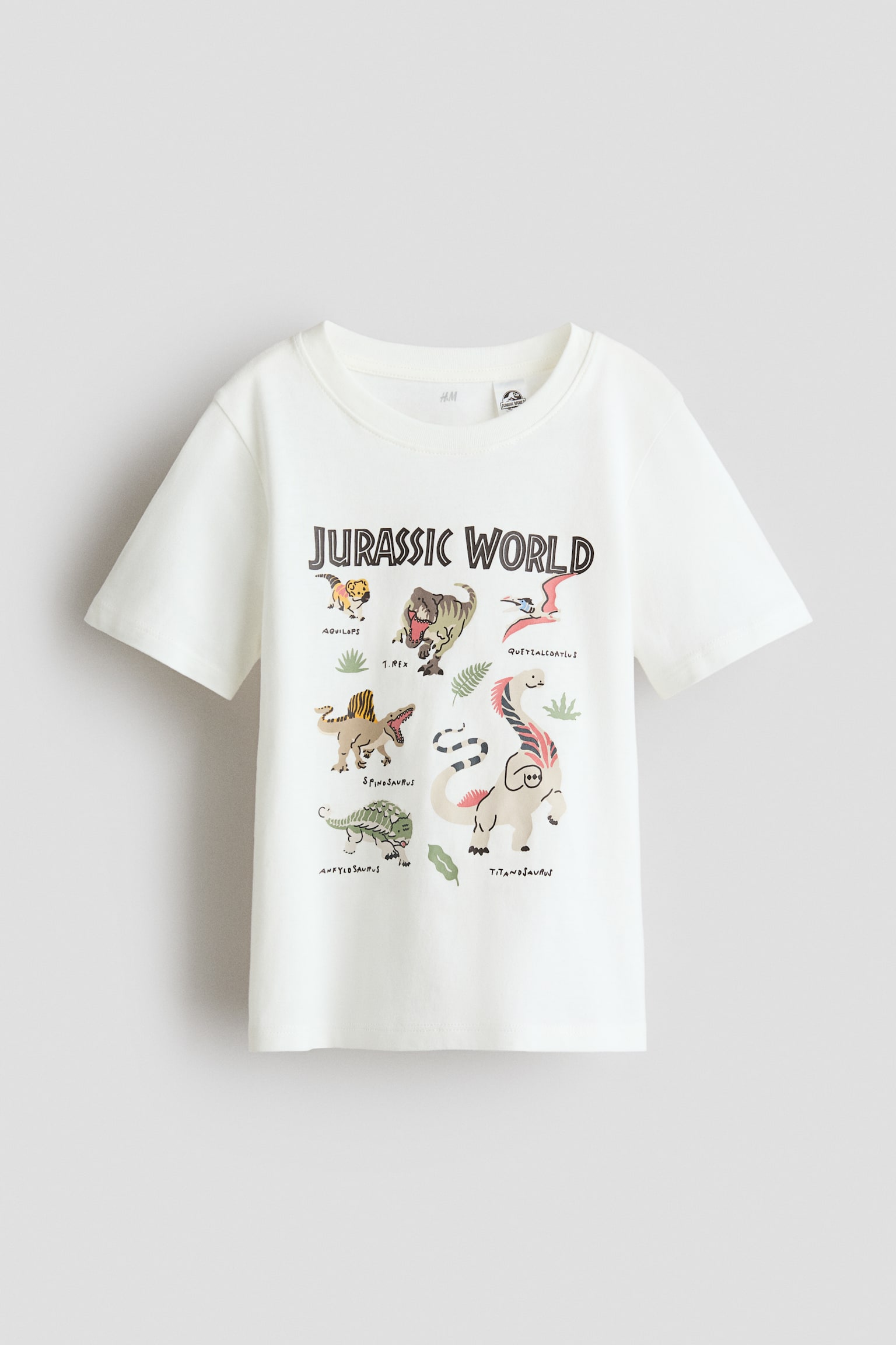 Print-motif cotton T-shirt - White/Jurassic World/Navy blue/Jurassic World/Green/Jurassic World - 2