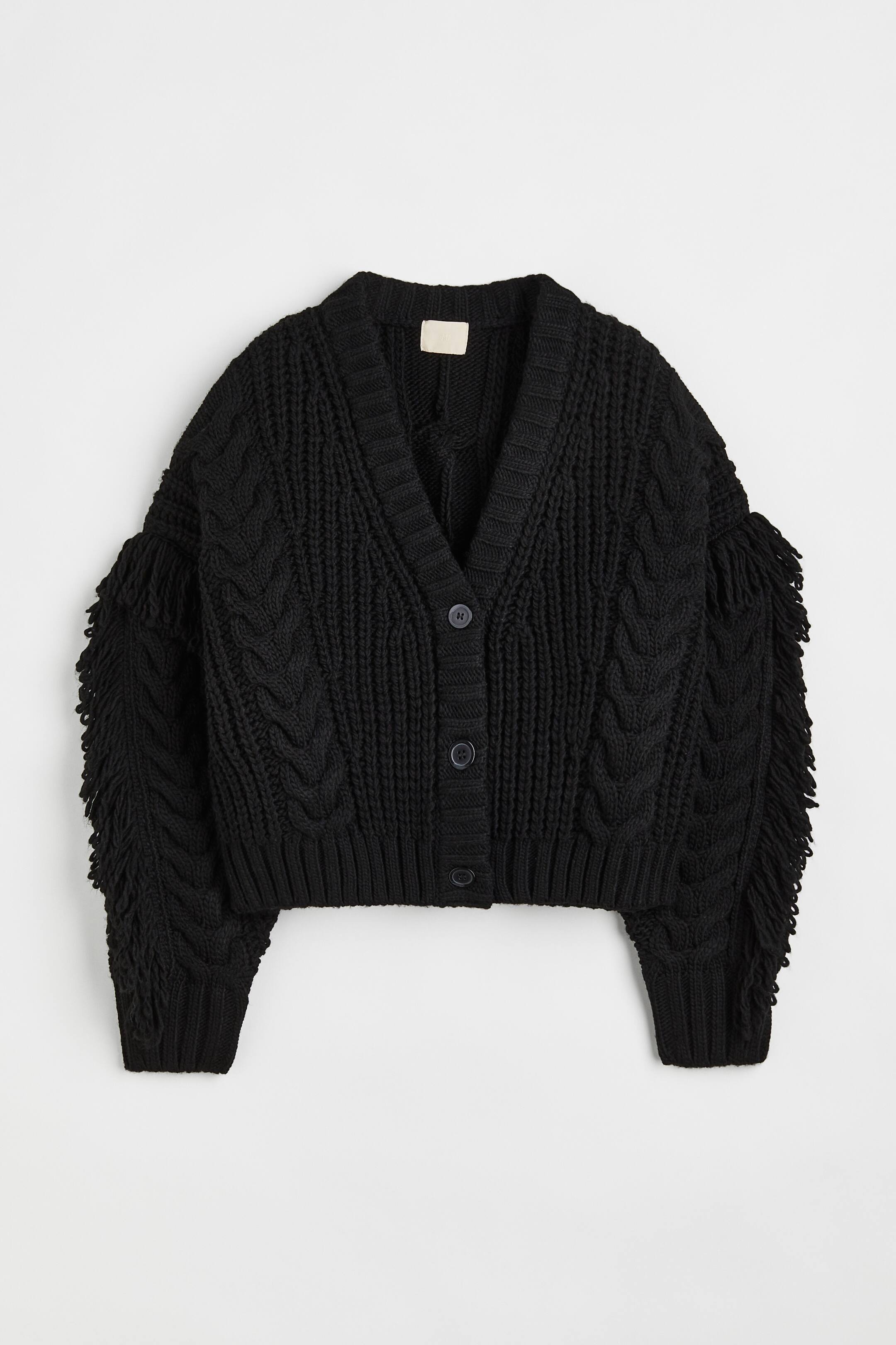 Fringe-trimmed Cardigan - Black - Ladies | H&M US 