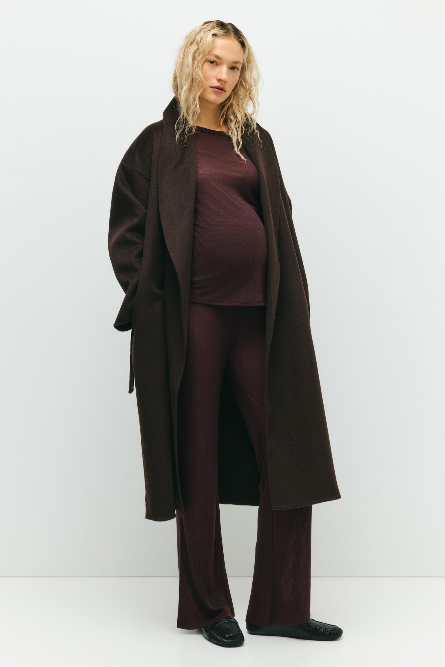 MAMA 2-piece ribbed set - Dark brown/Dark grey marl - 1