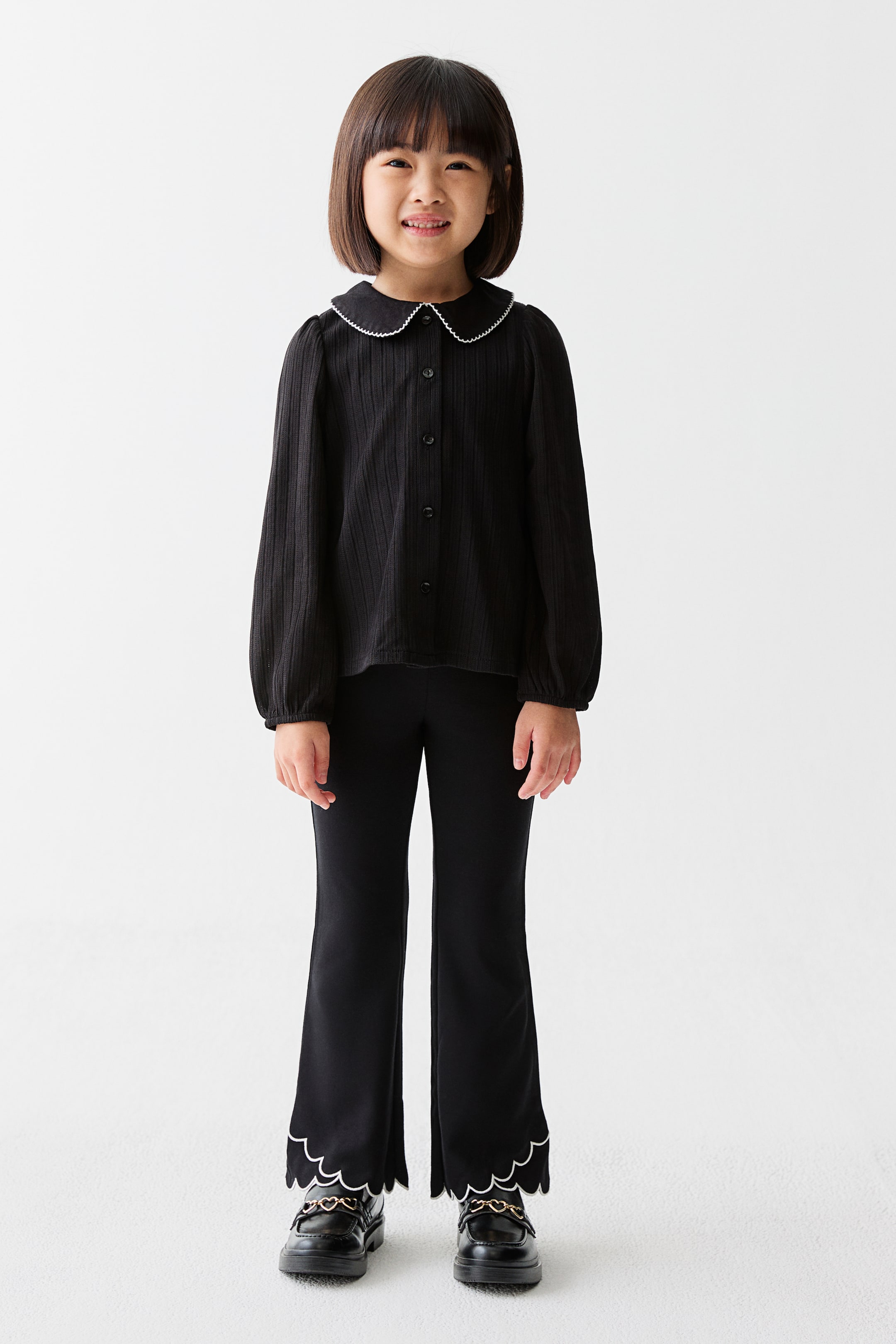 拡大画像を表示: ポインテルニットブラウス - ブラック - Kids | H&M JP 2