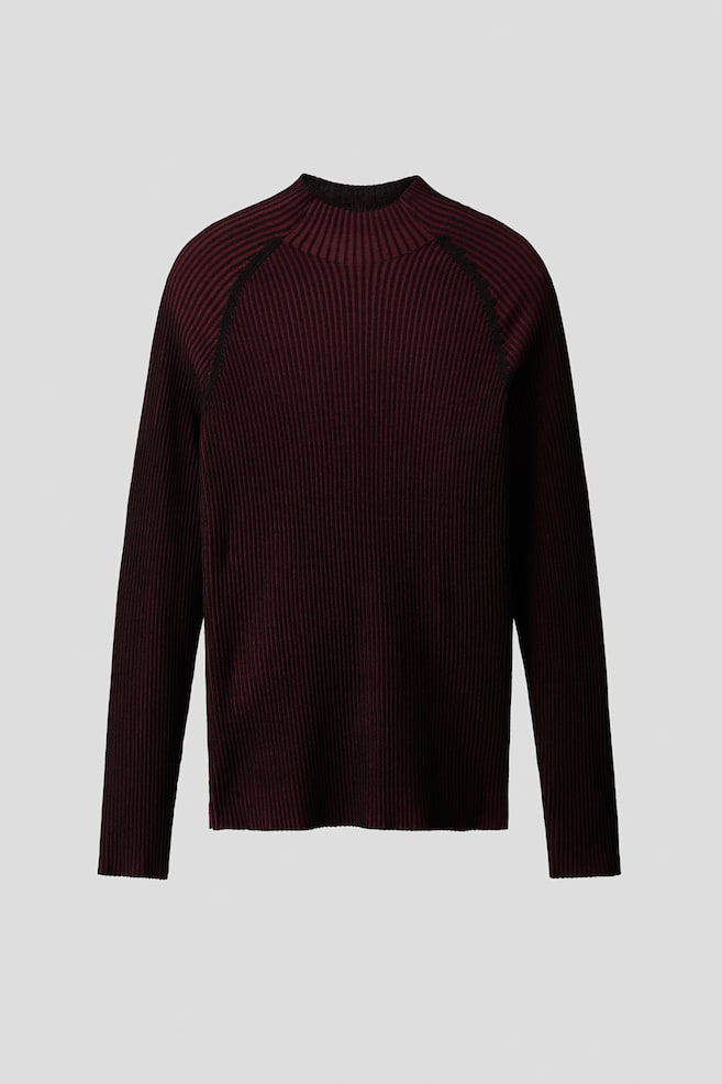 Slim Fit Rib-knit turtleneck jumper - Red/Black/Navy blue/Striped - 1