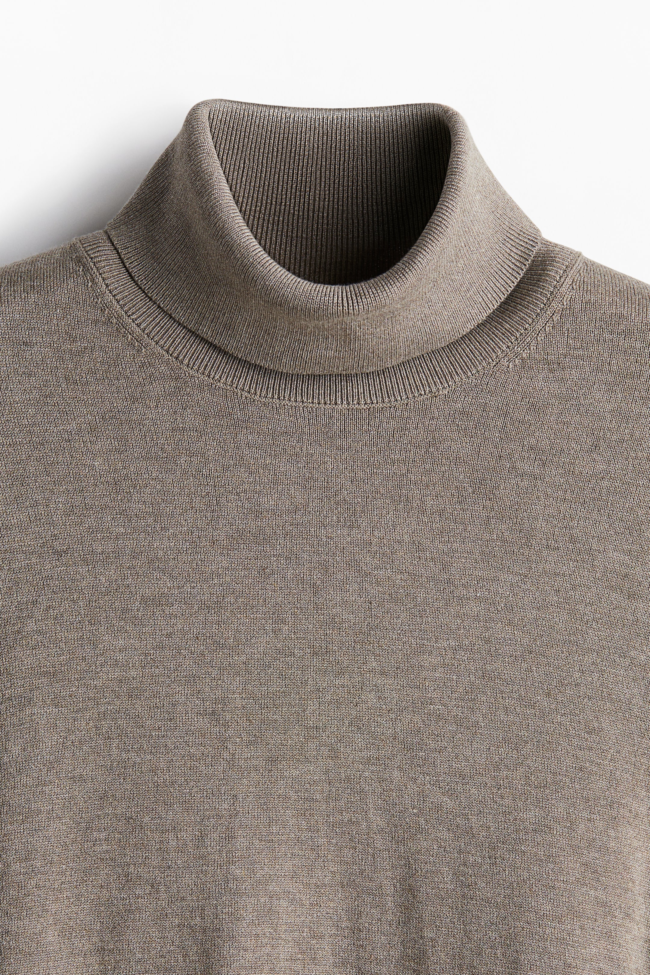 Slim Fit Fine-knit polo-neck jumper - Beige marl - Men | H&M GB 6