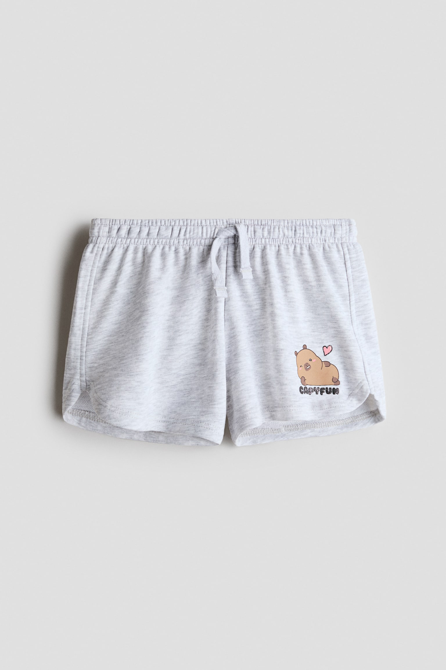 Sweatshorts with Printed Motif - Light gray melange/CapyFun
