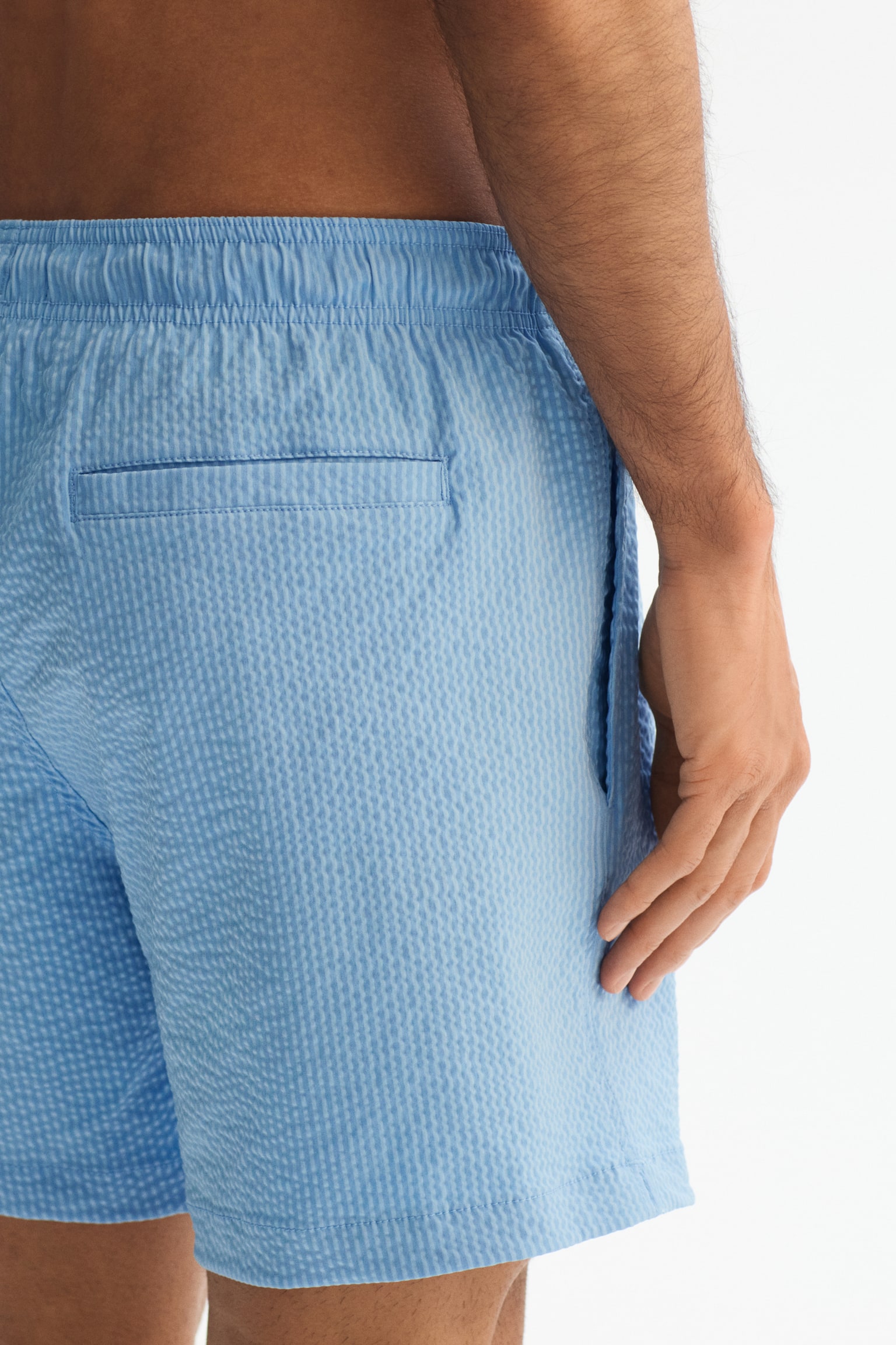 Seersucker swim shorts - Light blue/Striped/Cream - 3