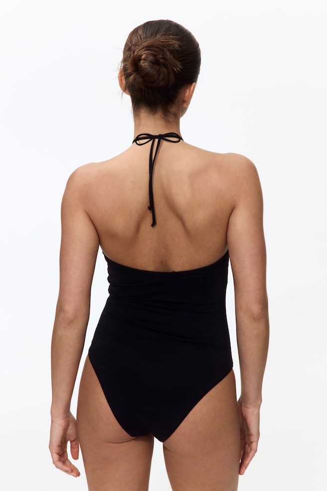 Padded-cup halterneck swimsuit - Black - 5