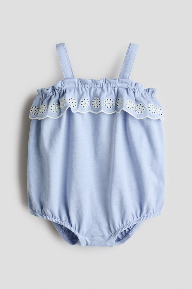 Cotton Romper Suit - Light blue/Light dusty pink - 1