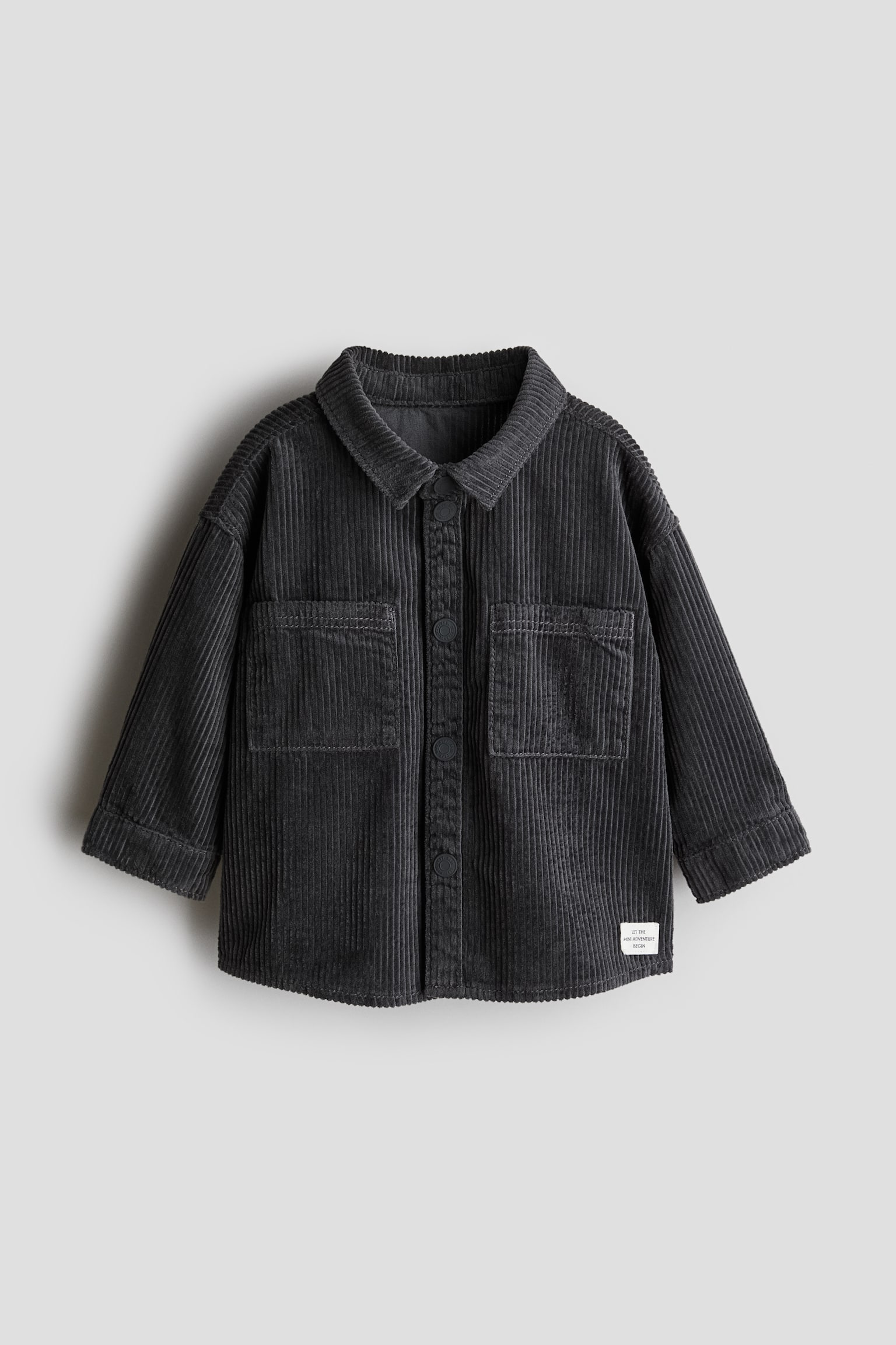 Cotton corduroy shirt - Dark grey/Green - 1