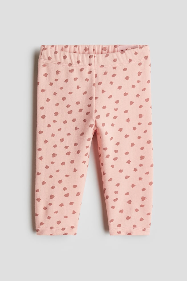 Cotton jersey leggings - Light pink/Spotted - 1