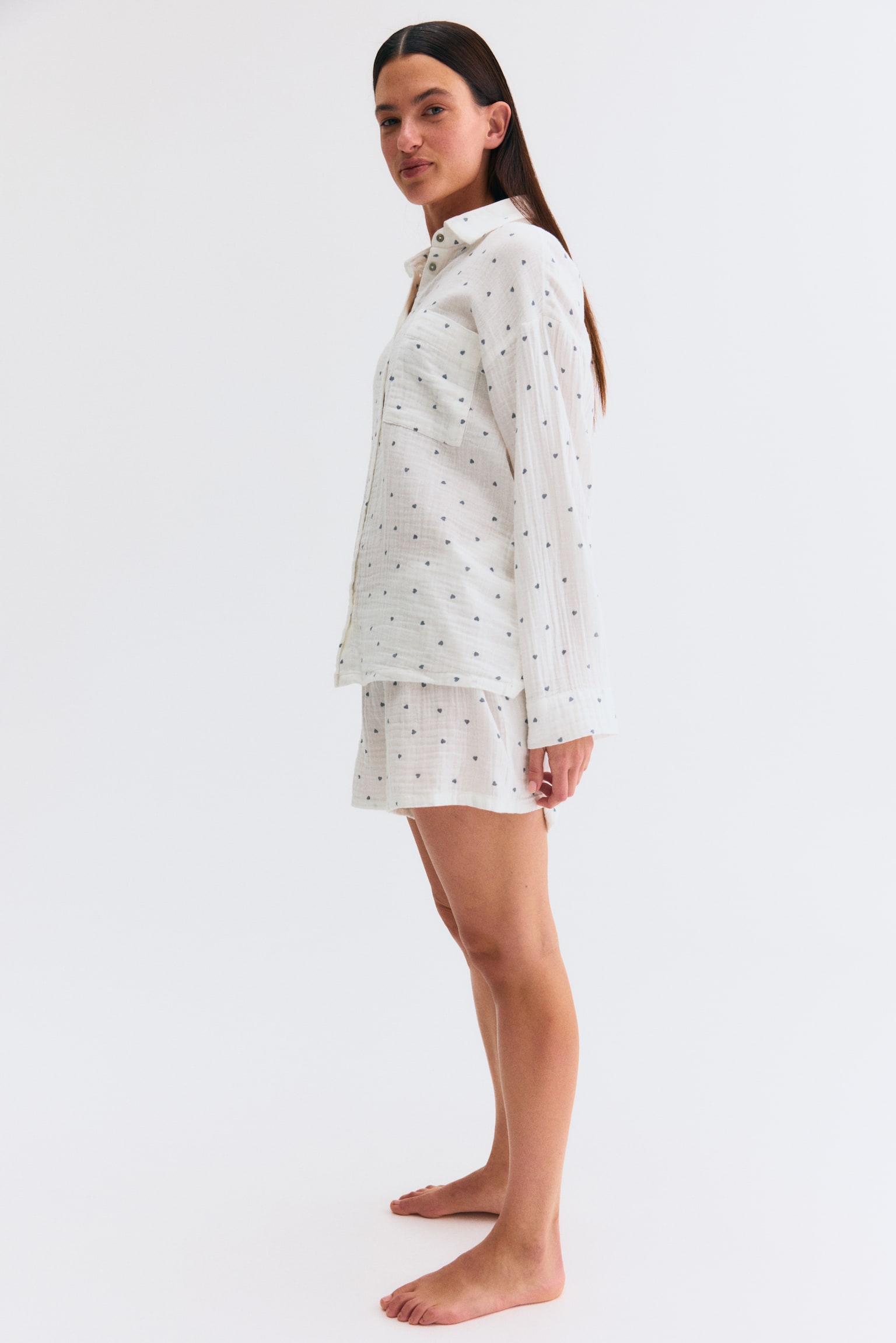 MAMA Before & After Muslin pyjamas - White/Blue hearts/White/Pink floral/White/Hearts/Powder pink - 5