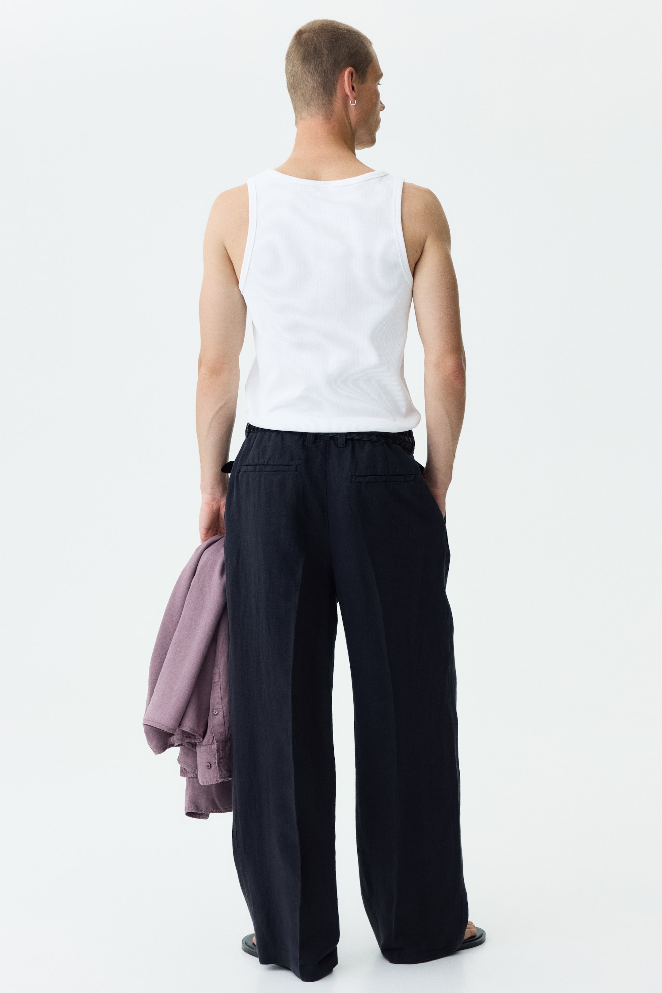 Мужские брюки H&M Loose-Fit Wide-Leg Linen Pants — фото 7