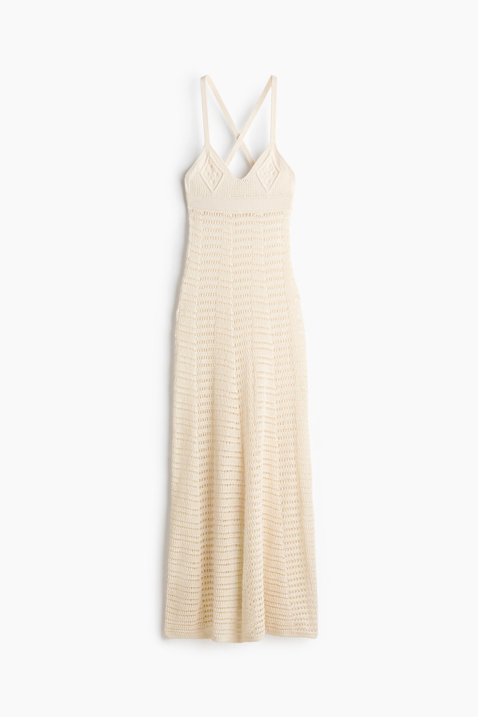 Crochet-Look Maxi Dress - Cream/Dark khaki green - 1
