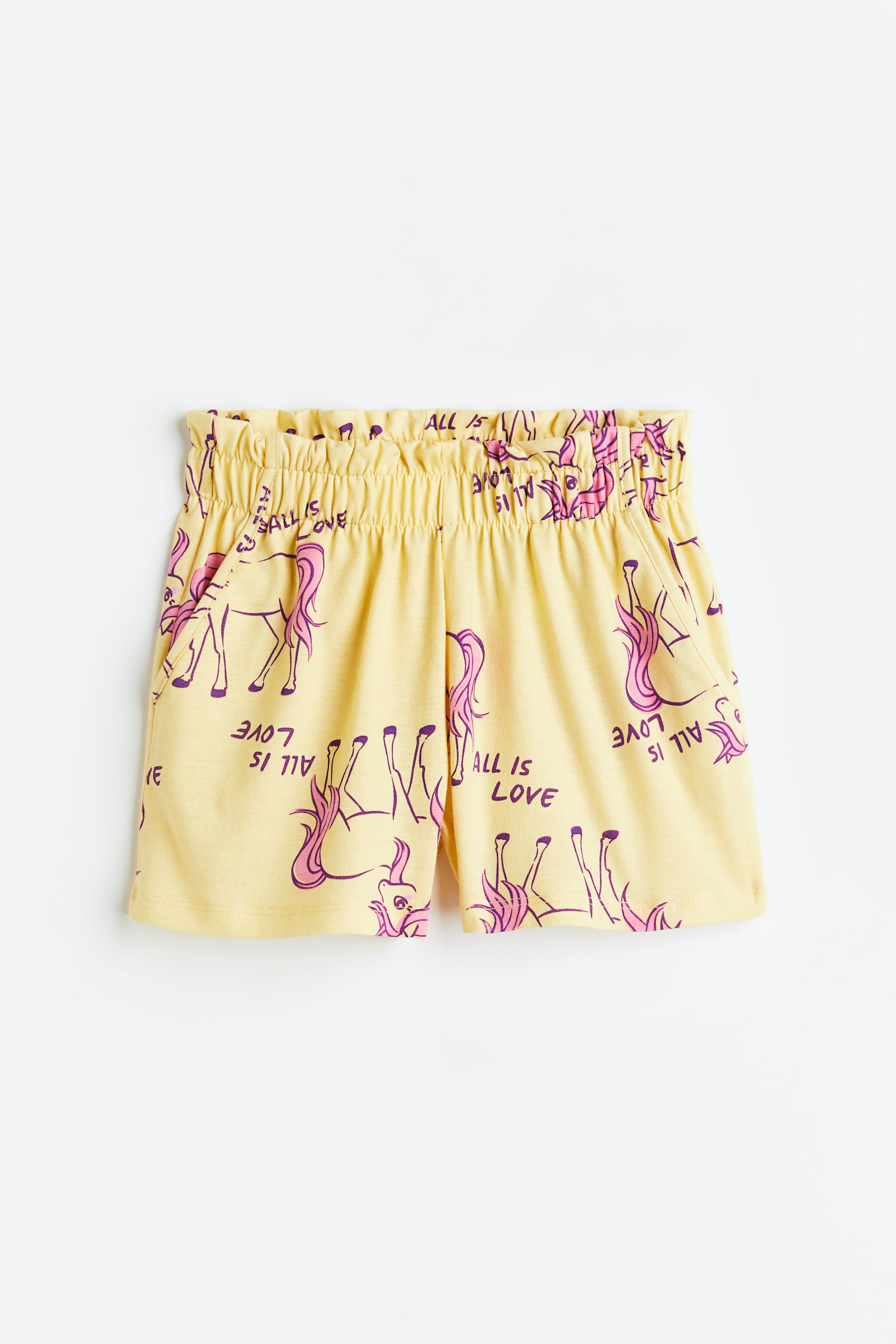 Xem ảnh lớn hơn: Quần short jersey in hình - Màu vàng nhạt/Ngựa một sừng - Kids | H&M VN 1