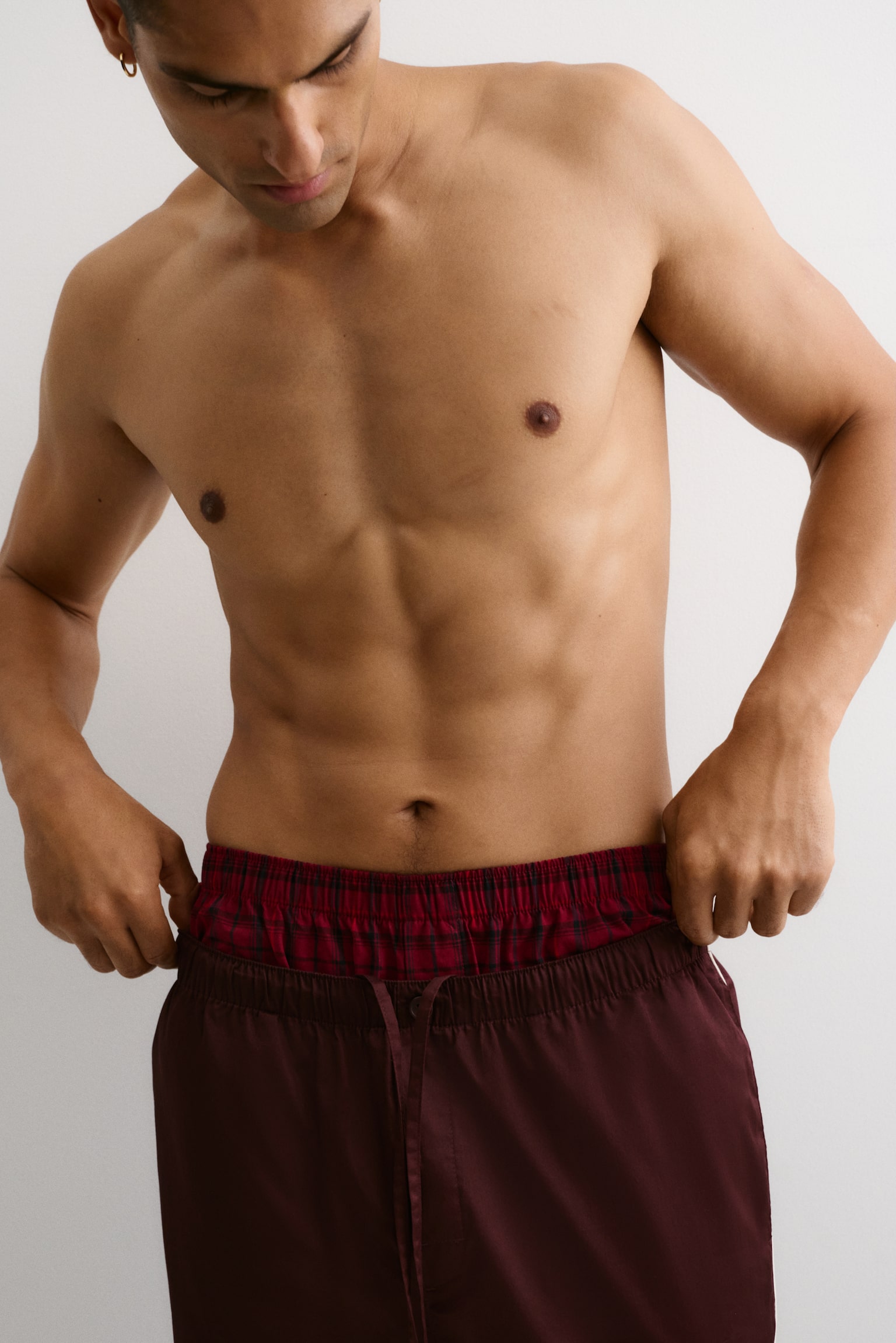 2-pack woven boxer shorts - Red/Checked/Black/White checked/Blue/Striped/Dark green/Checked/Brown/Checked - 3