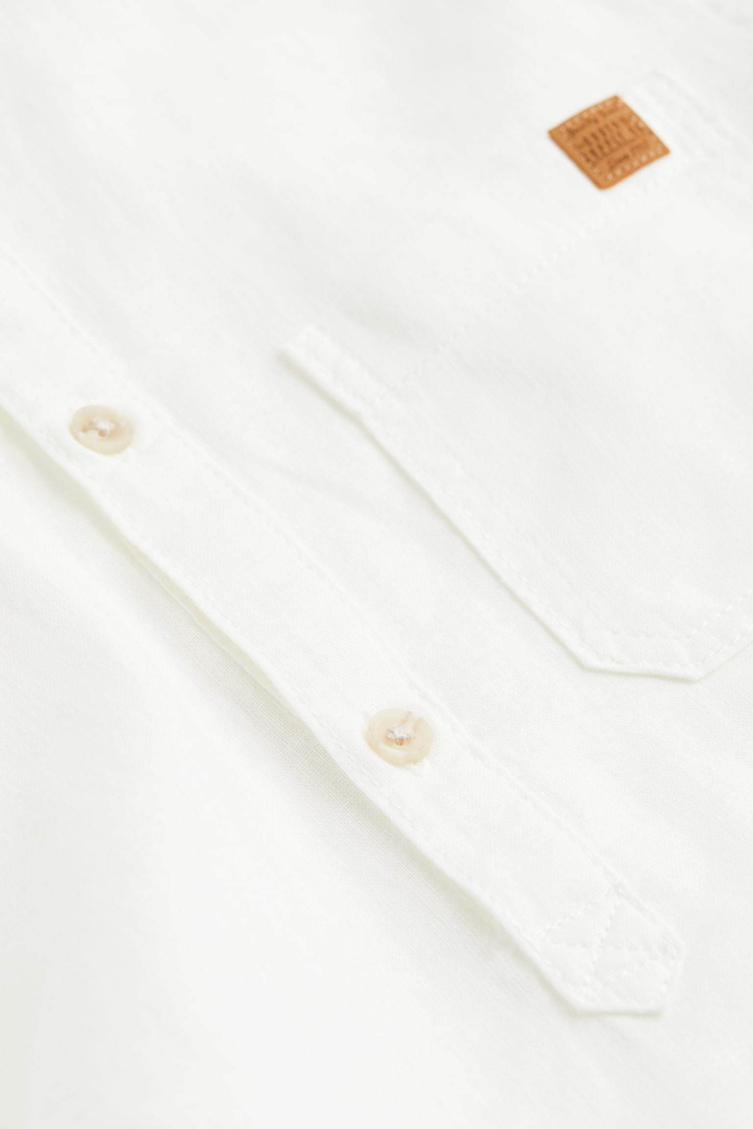 Linen Blend Grandad Shirt - White - 2