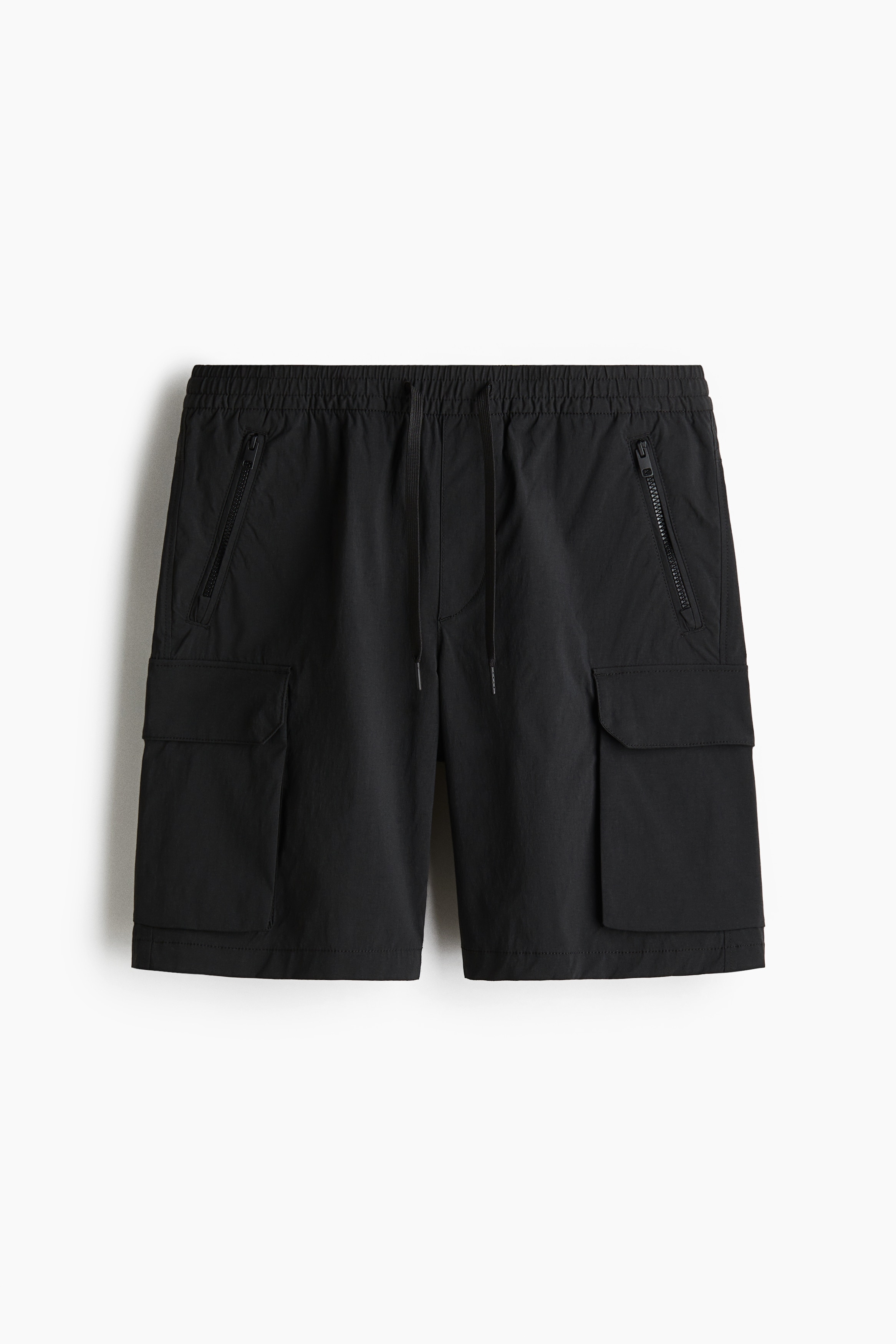Regular Fit Nylon cargo shorts - Black/Grey/Green