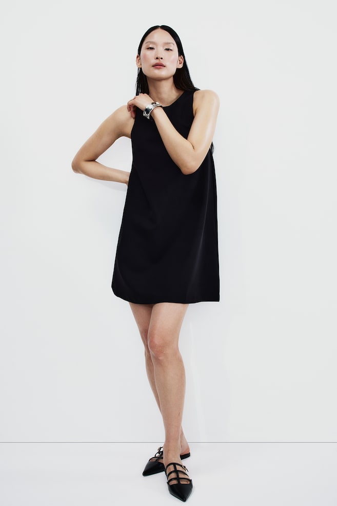A-line mini dress - Black/Beige/Leopard print - 4