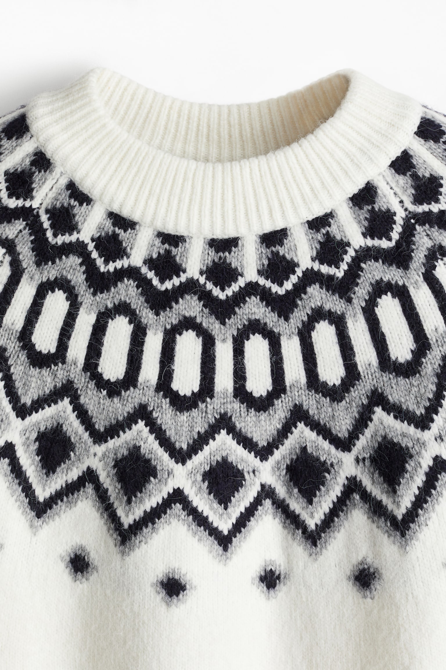 Jacquard-knit jumper - White/Light grey marl - 7